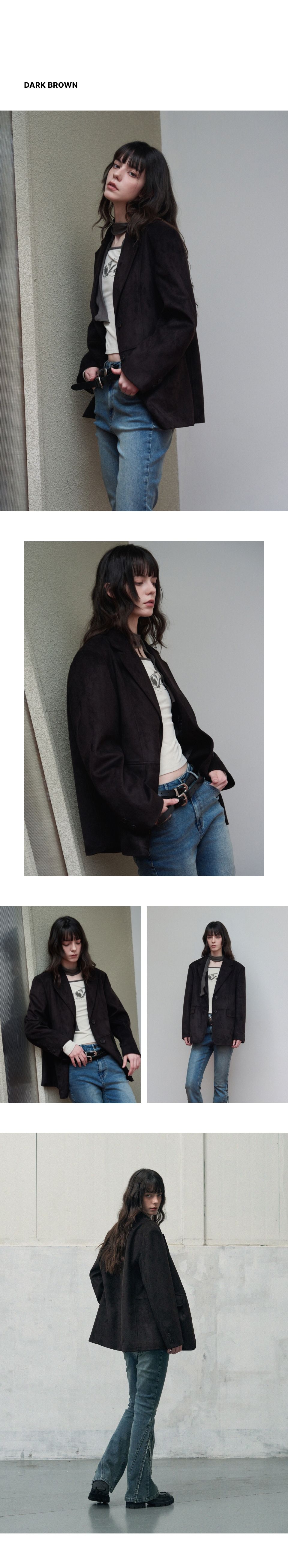 新品　leathery Divide Single Suede Blazer MUSINSA公式 | LEATHERY DIVIDE SINGLE SUEDE BLAZER [DARK BROWN]