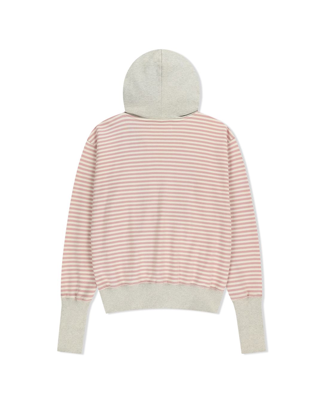 MUSINSA公式 | THEMUSEUMVISITOR STRIPE UNBALANCED ZIPUP HOODIE (PINK)