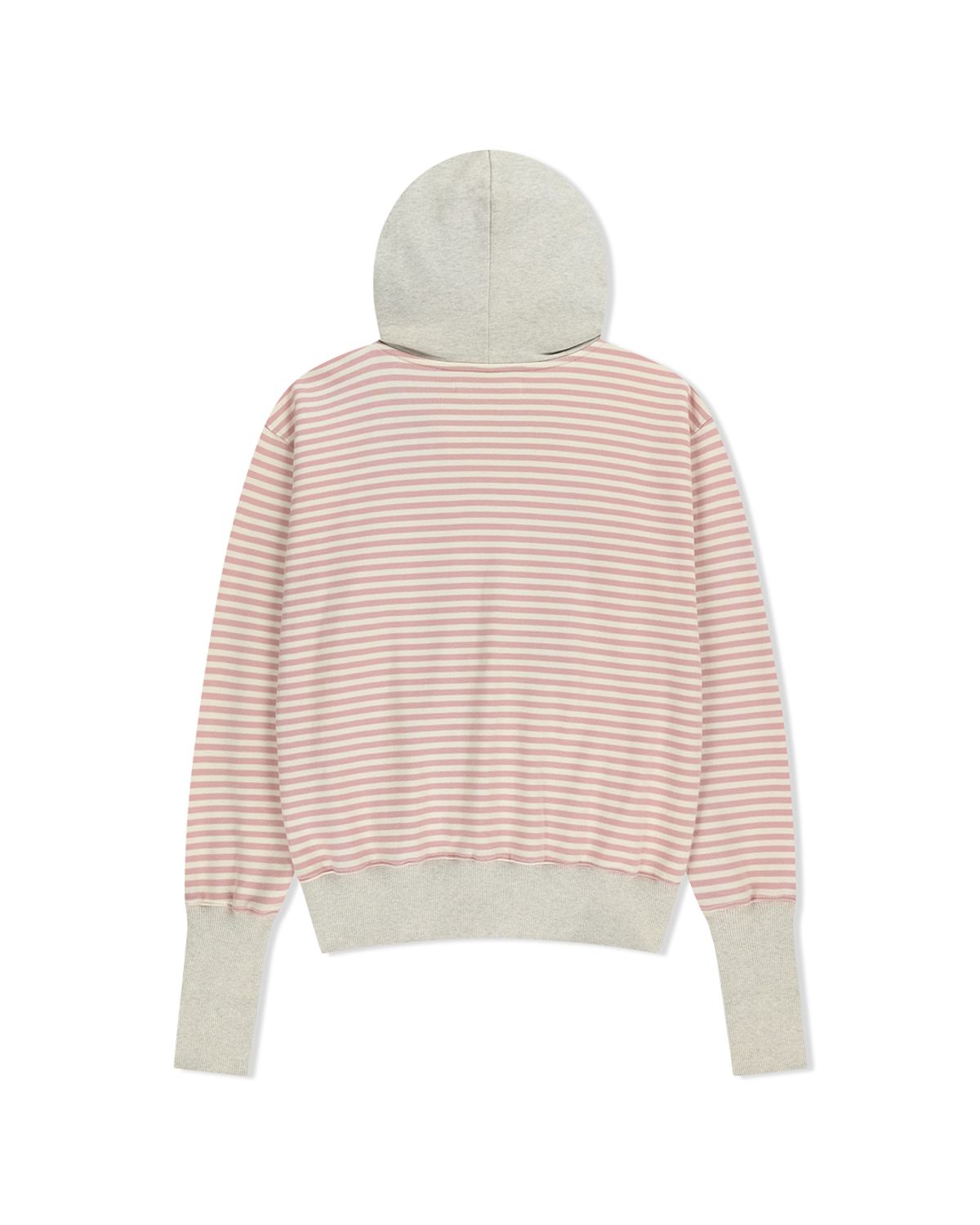 더뮤지엄비지터(THEMUSEUMVISITOR) STRIPE UNBALANCED ZIPUP HOODIE (PINK)
