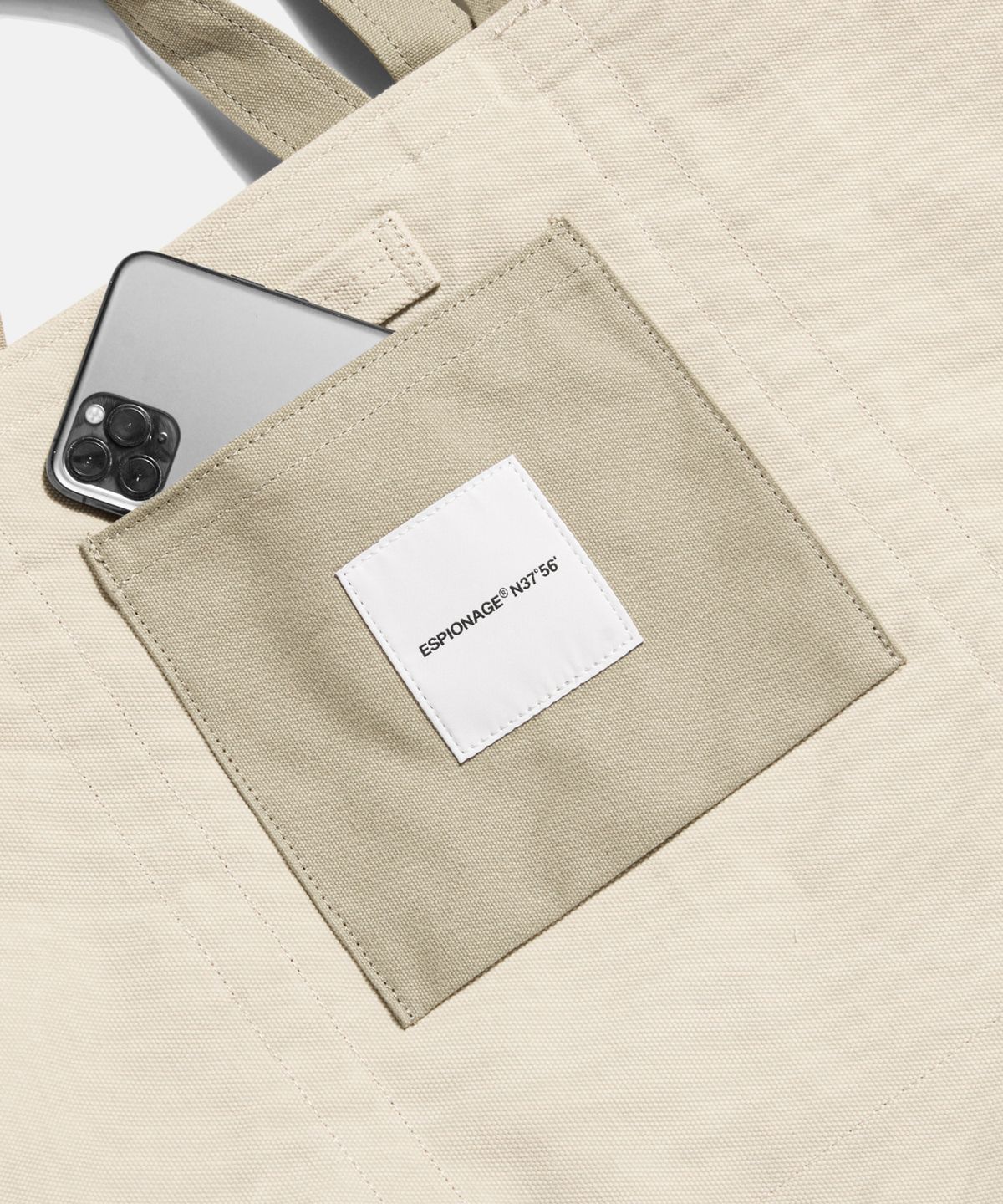 에스피오나지(ESPIONAGE) Heavy Canvas Tote Bag Beige