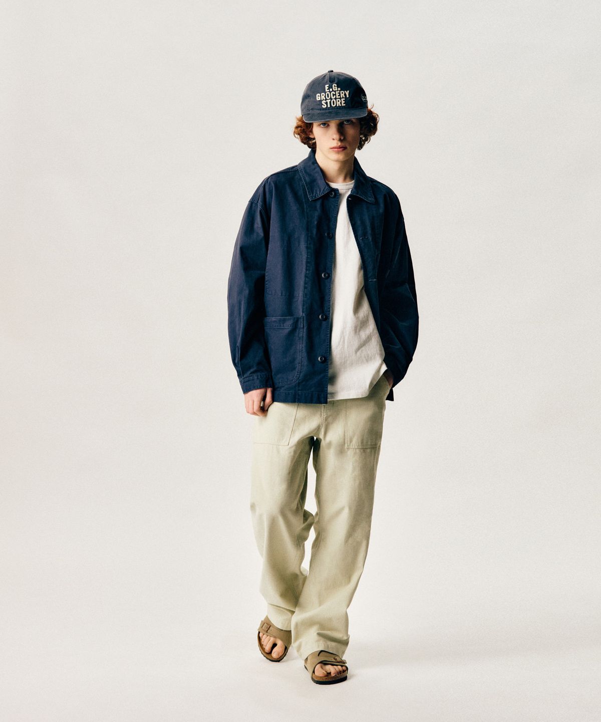 에스피오나지(ESPIONAGE) French Wide Work Jacket (Moleskin) Washed Navy