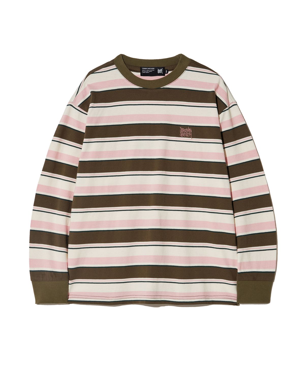 브라운브레스 키즈(BROWNBREATH KIDS) KIDS TAG STRIPE LONGSLEEVE - BROWN