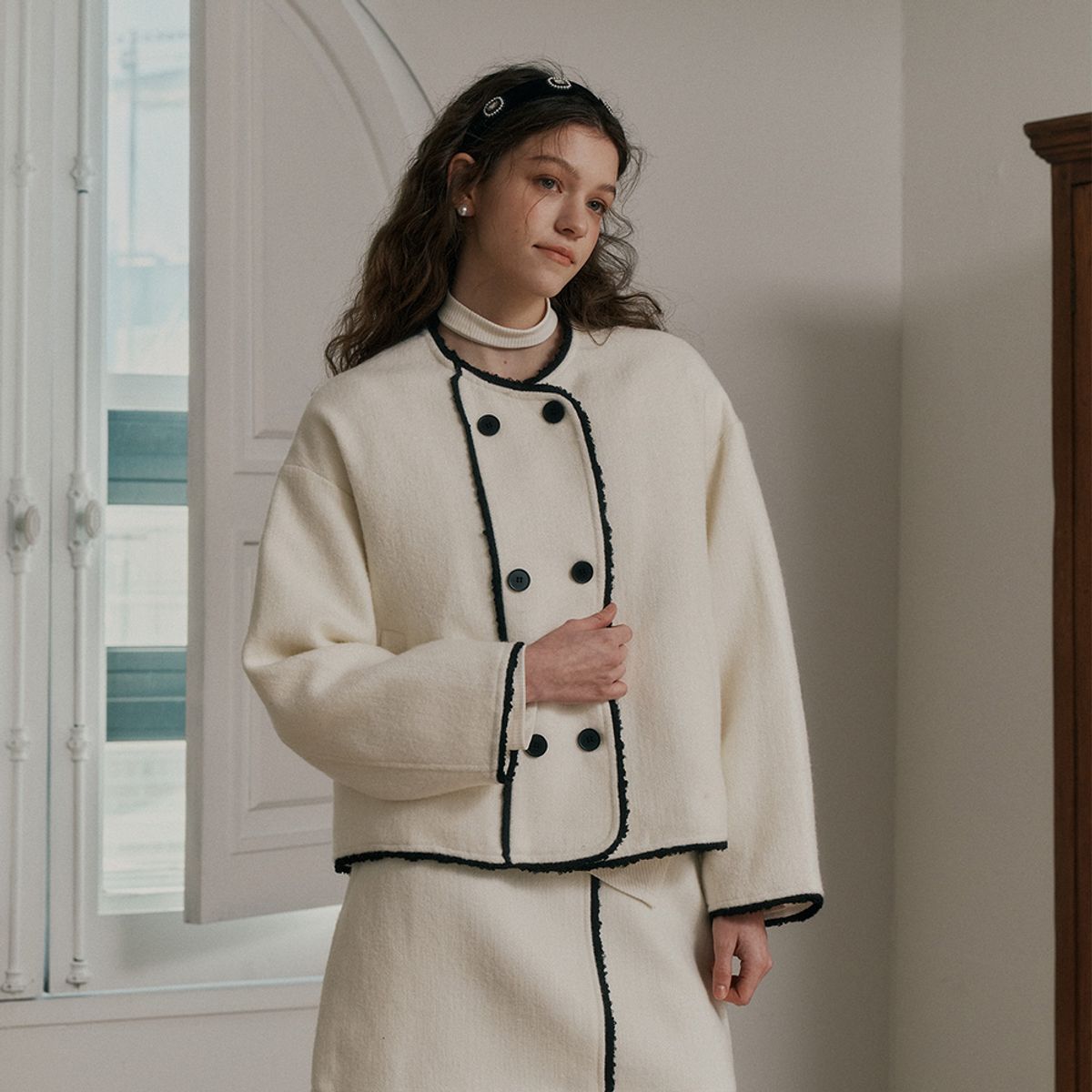 던드롭(DUNDROP) DD_Double breasted jacket_WHITE