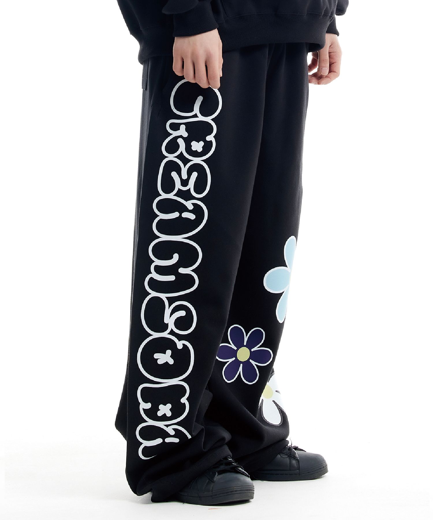 MUSINSA公式 | CREAM SODA LAB 3 Flower Wide Banding Pants