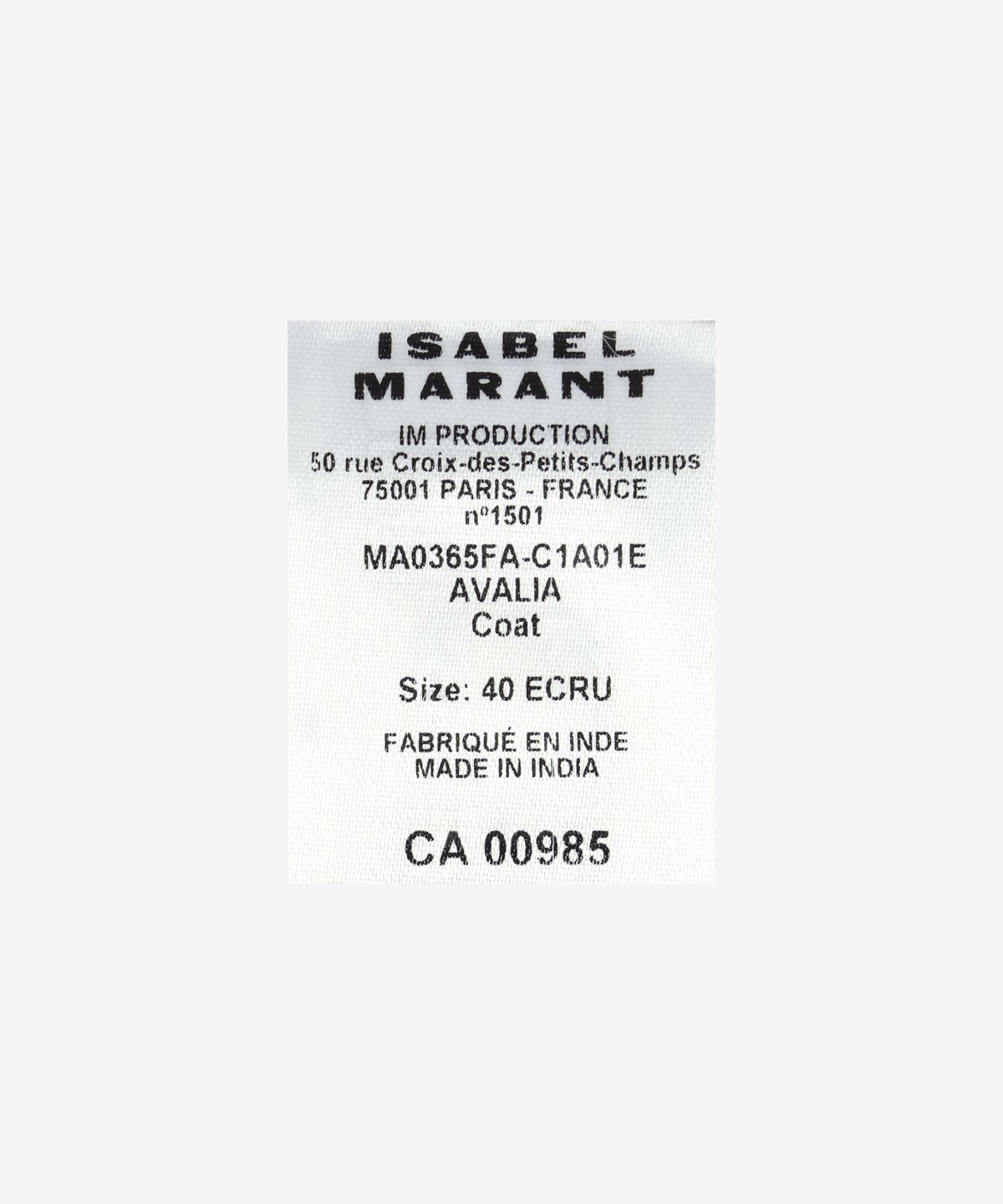 이자벨마랑(ISABEL MARANT) 아발리아 포 퍼 재킷 - 에크루 / MA0365FAC1A01E23EC