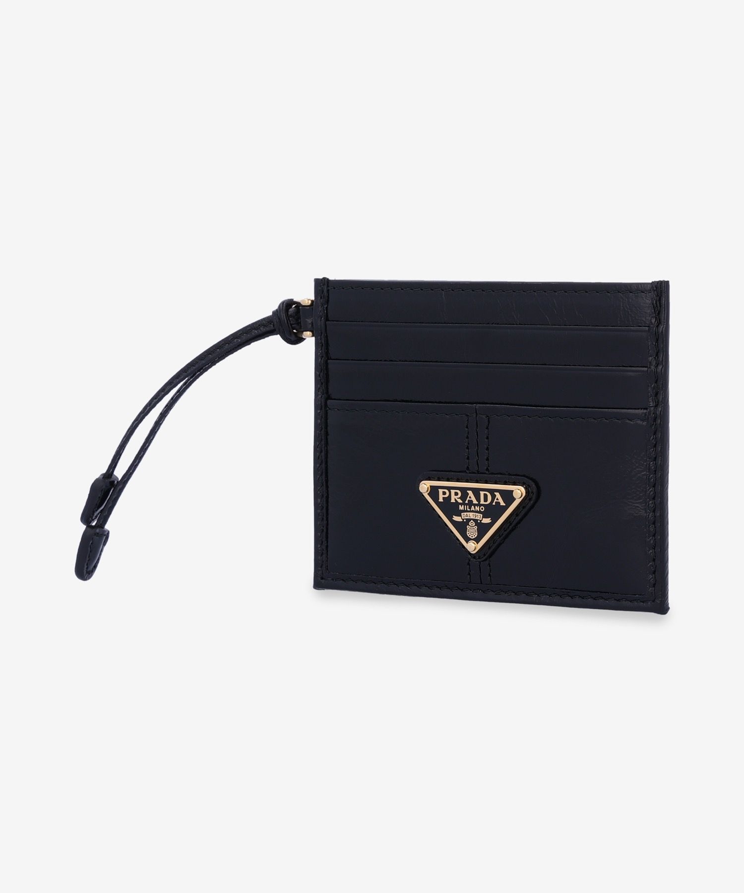 MUSINSA | PRADA Triangle Logo Card Holder - Black