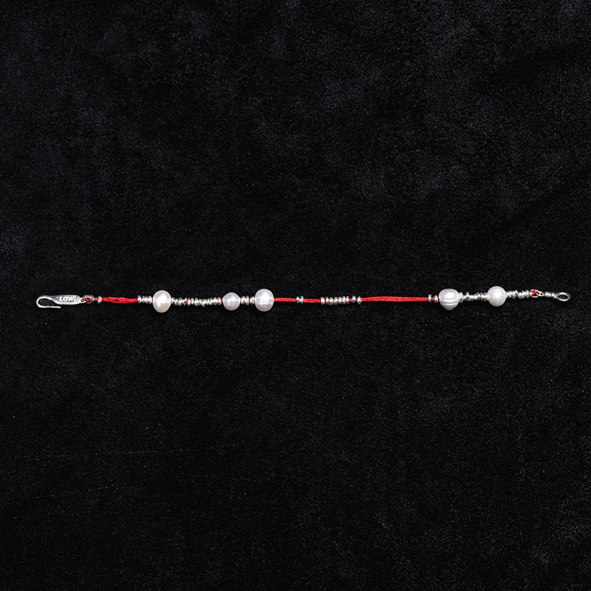 로울(LOWOOL) Red thread silver pearl bracelet