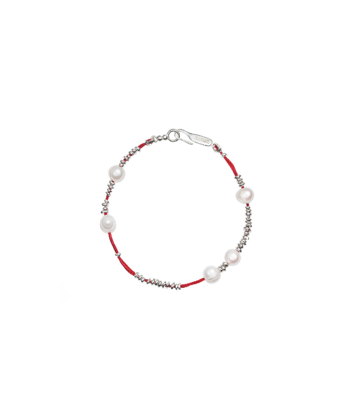 로울(LOWOOL) Red thread silver pearl bracelet