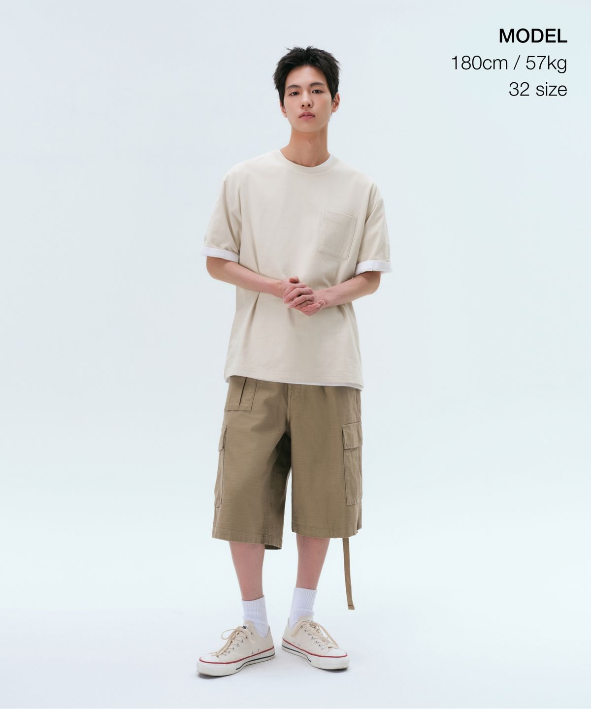 무신사 스탠다드(MUSINSA STANDARD) 브리티쉬 아미 카고 버뮤다 팬츠 [샌드 베이지]