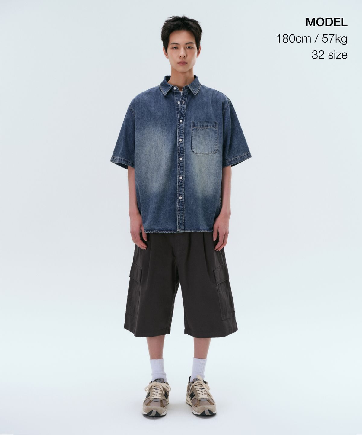무신사 스탠다드(MUSINSA STANDARD) 원 턱 카고 버뮤다 팬츠 [다크 그레이]