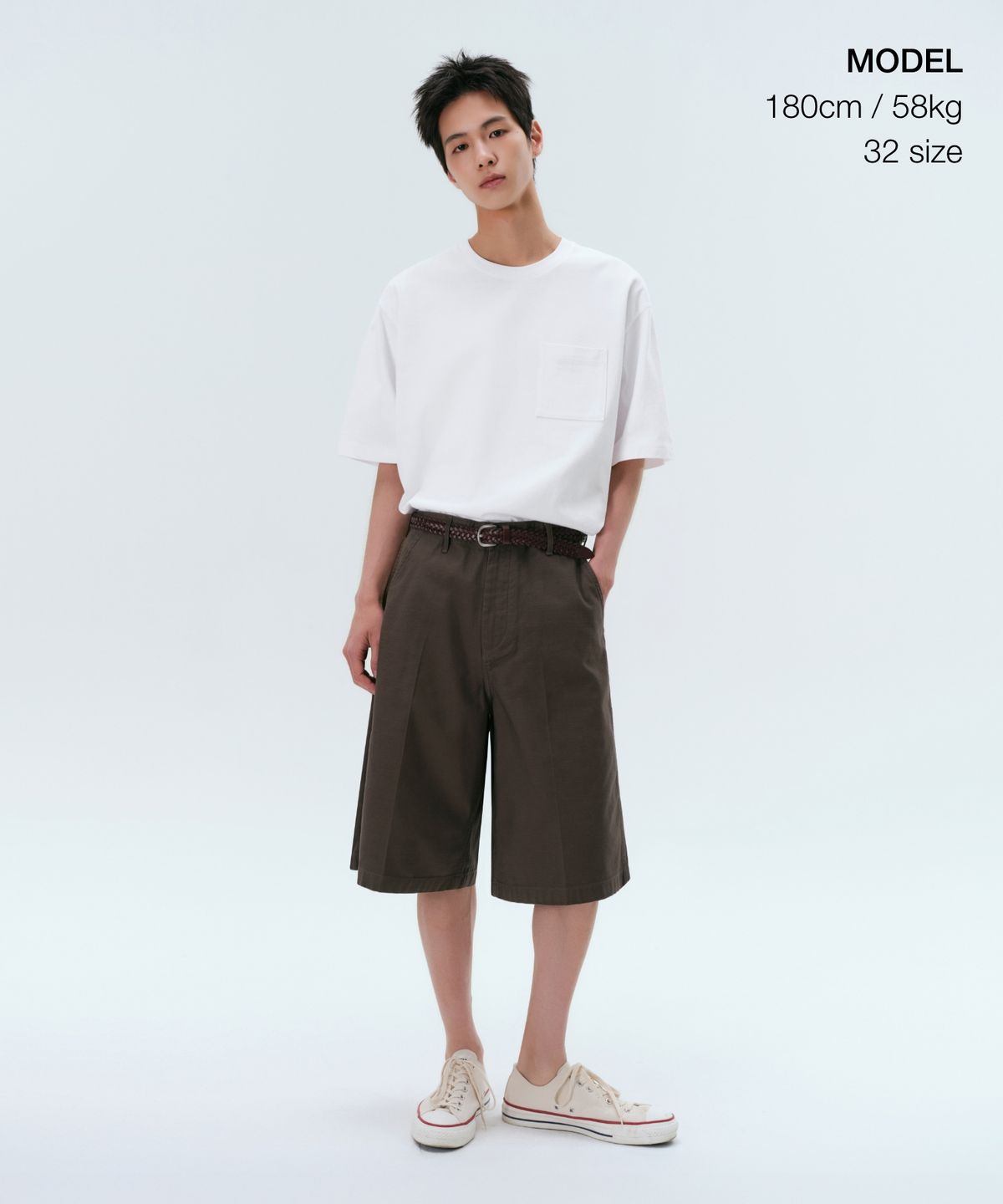 무신사 스탠다드(MUSINSA STANDARD) 백 사틴 버뮤다 팬츠 [브라운]