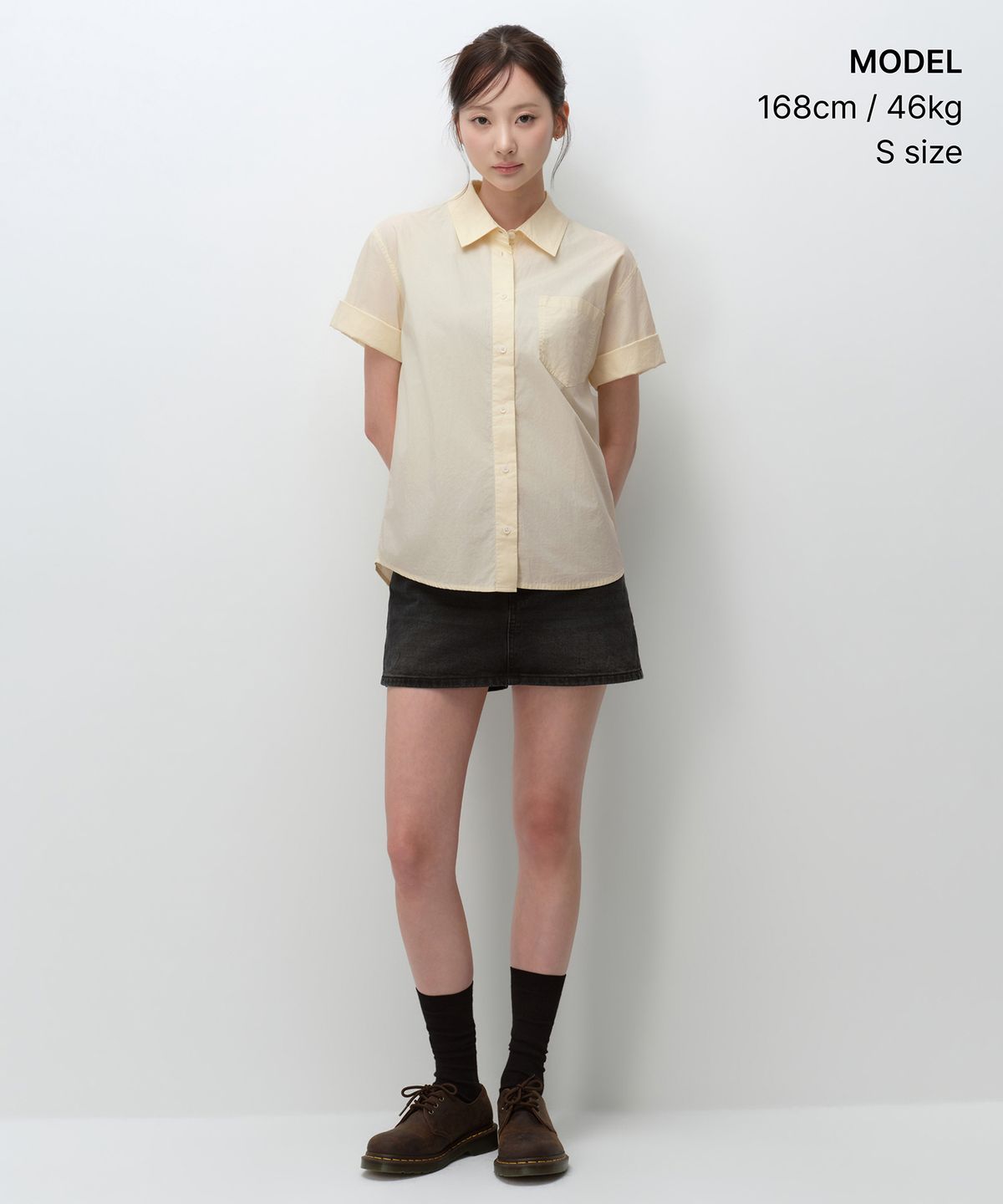 무신사 스탠다드 우먼(MUSINSA STANDARD WOMAN) 우먼즈 릴렉스드 소프트 포플린 반소매 셔츠 [레몬]