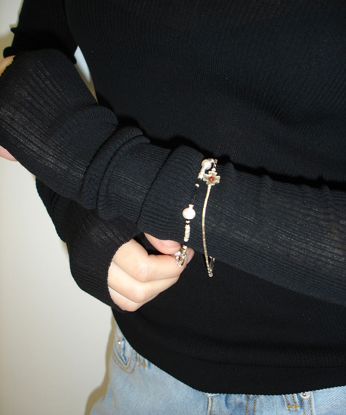 로울(LOWOOL) Red cross silver bracelet