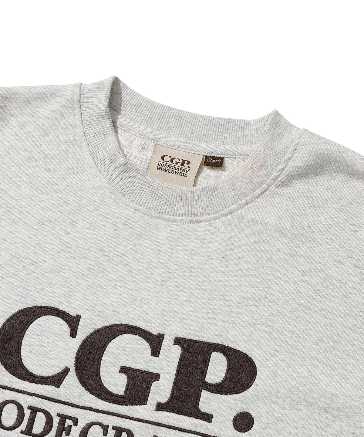 코드그라피(CGP) 스퀘어 로고 맨투맨_오트밀