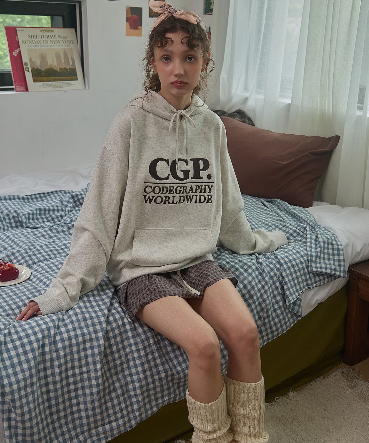 코드그라피(CGP) 스퀘어 로고 후디_오트밀