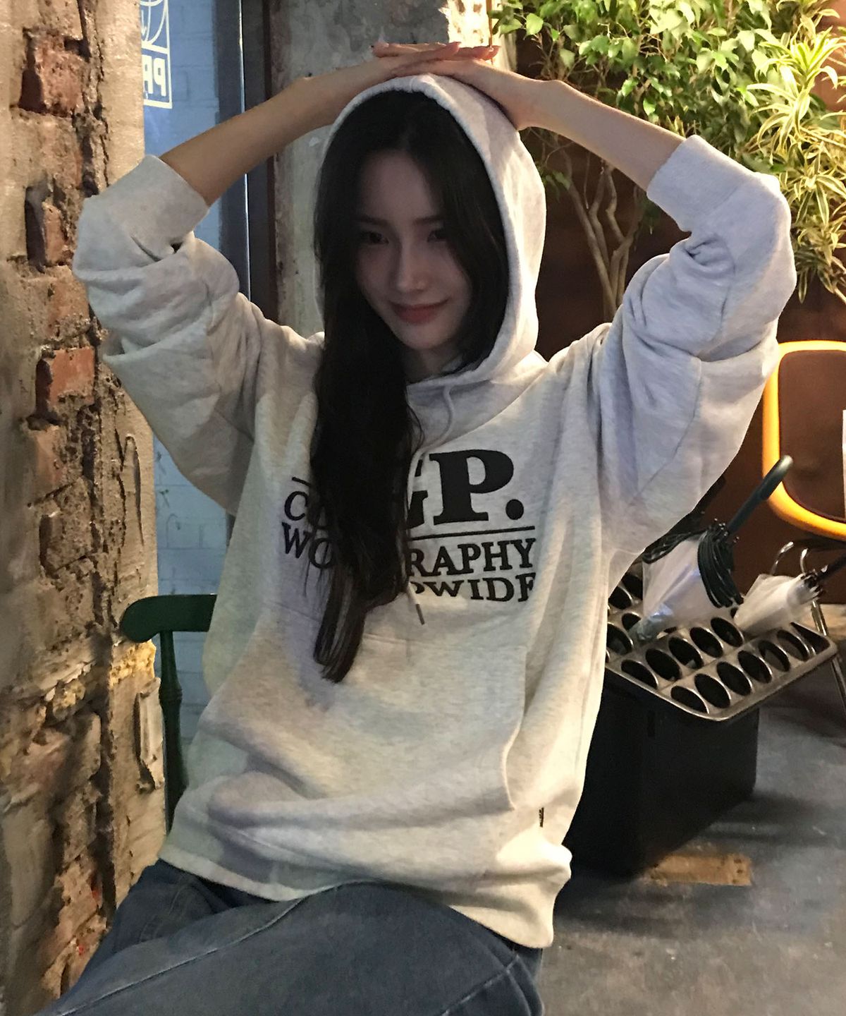 코드그라피(CGP) 스퀘어 로고 후디_오트밀
