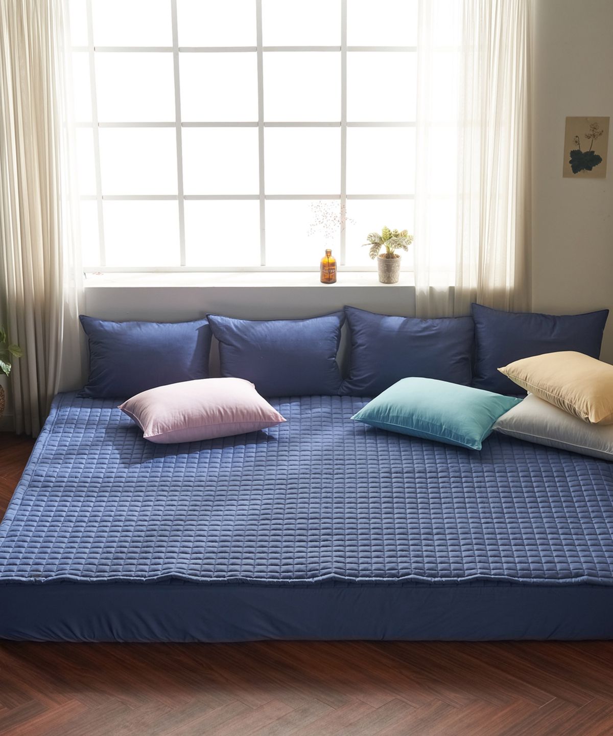 샤이닝홈(SHININGHOME) 마인 S15 40수 순면 논슬립 침대패드 패밀리 3size 8컬러