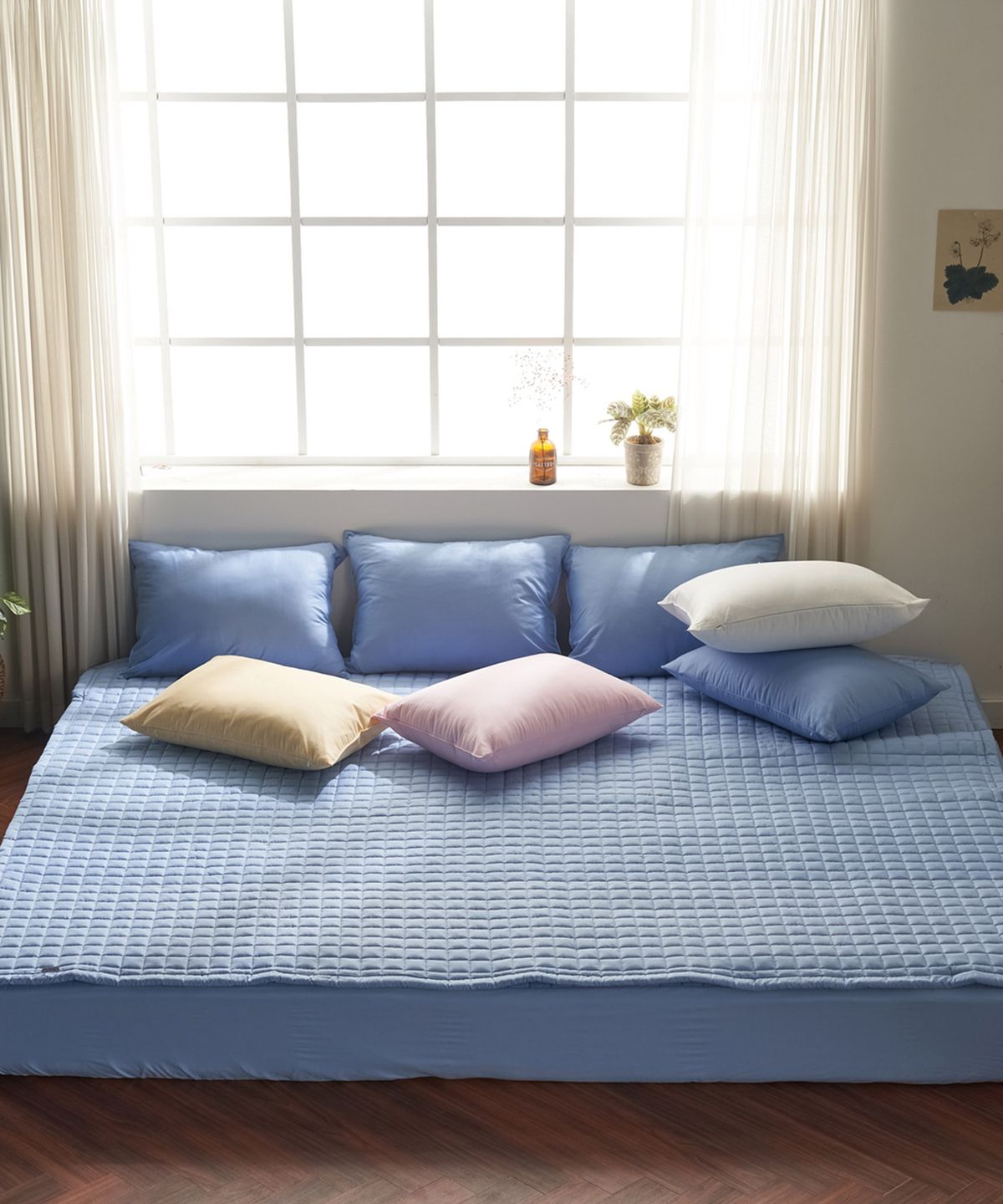 샤이닝홈(SHININGHOME) 마인 S15 40수 순면 논슬립 침대패드 패밀리 3size 8컬러
