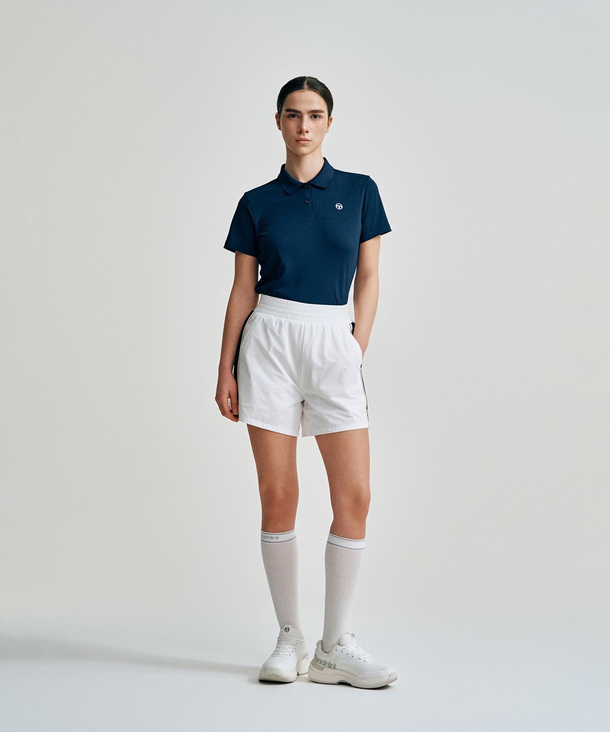 세르지오 타키니(SERGIO TACCHINI) W 트랙 우븐 3인치 반바지 (White)