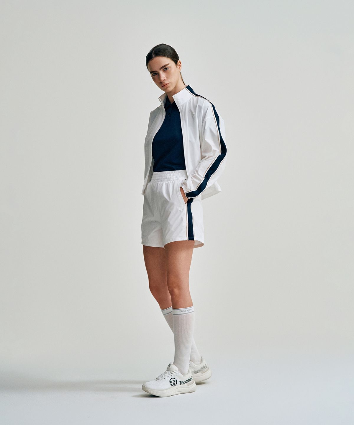 세르지오 타키니(SERGIO TACCHINI) W 트랙 우븐 3인치 반바지 (White)
