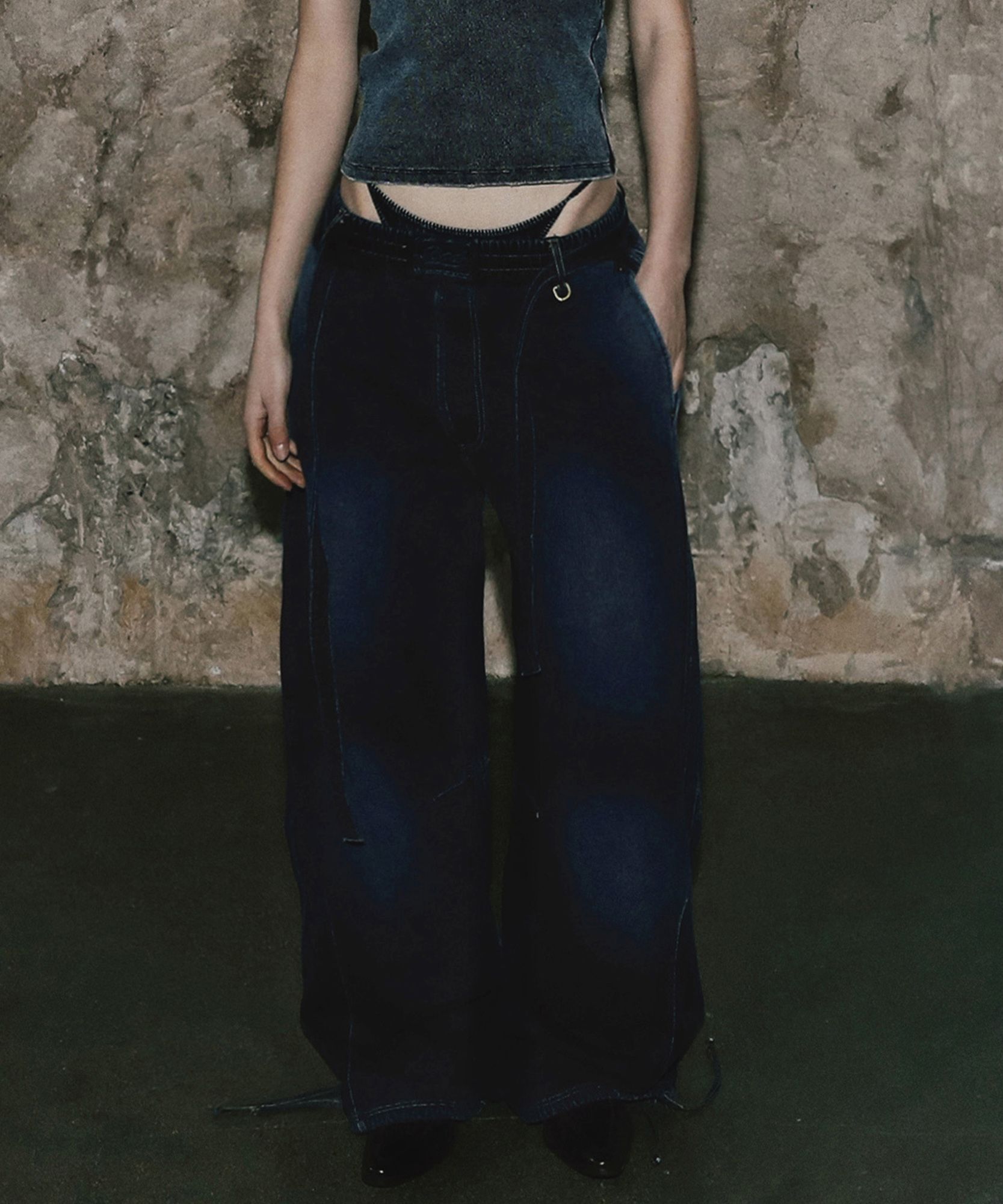 MUSINSA | BADBLOOD Billy Washed Denim Sweatpants - Blue