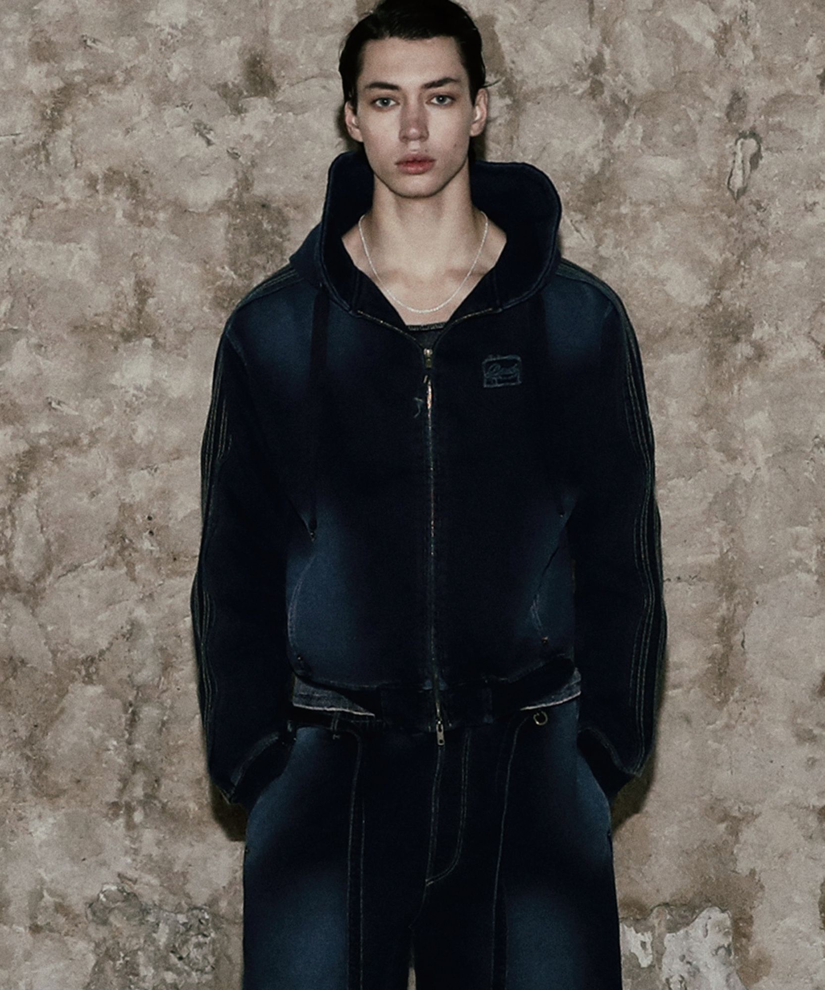 BADBLOOD ♥ Billy Washed Denim Sweat Hoodie /追跡付 MUSINSA公式 | BADBLOOD Billy Washed Denim Sweat Hoodie - Blue