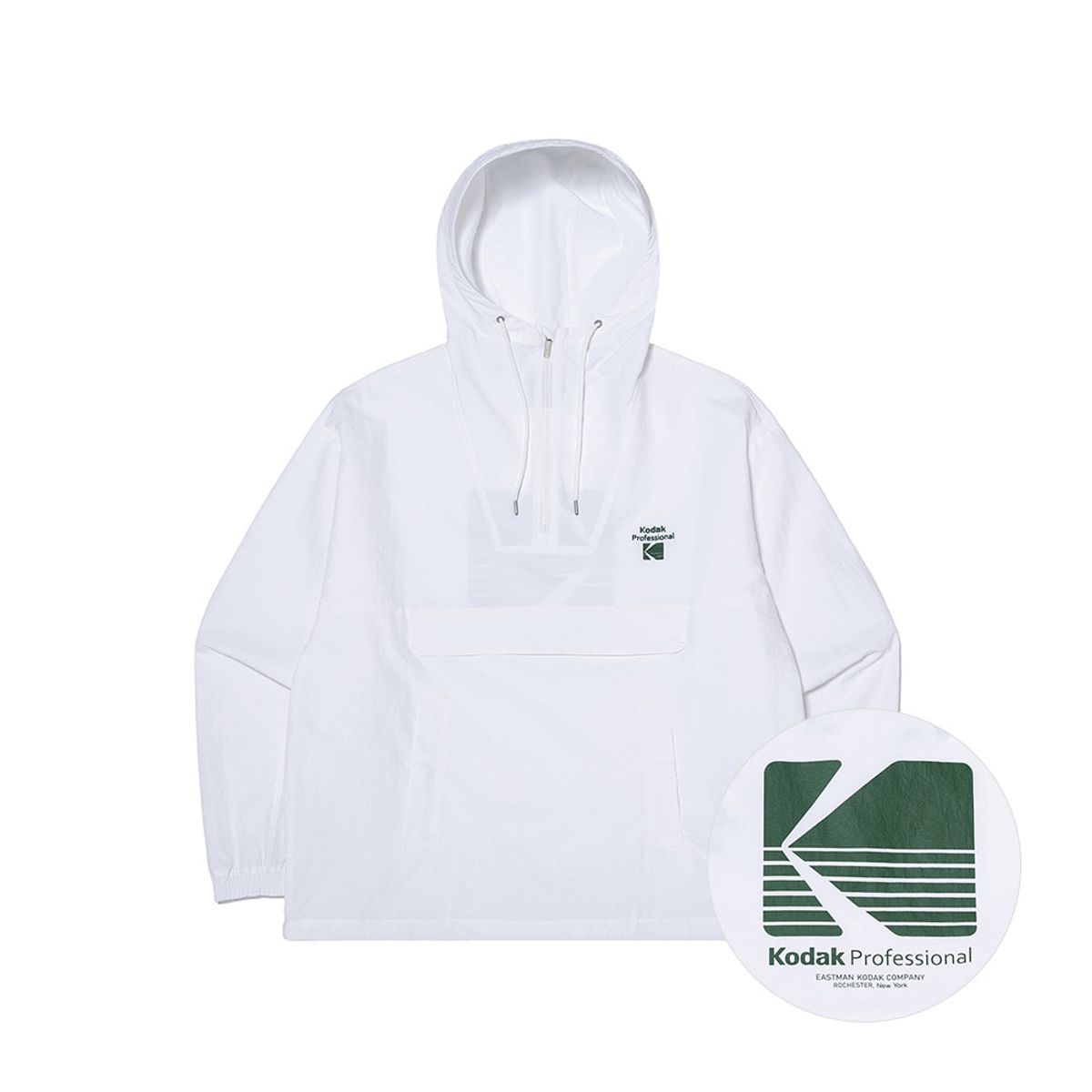 코닥(KODAK) 에센셜 빅로고 후드 피스테 WHITE