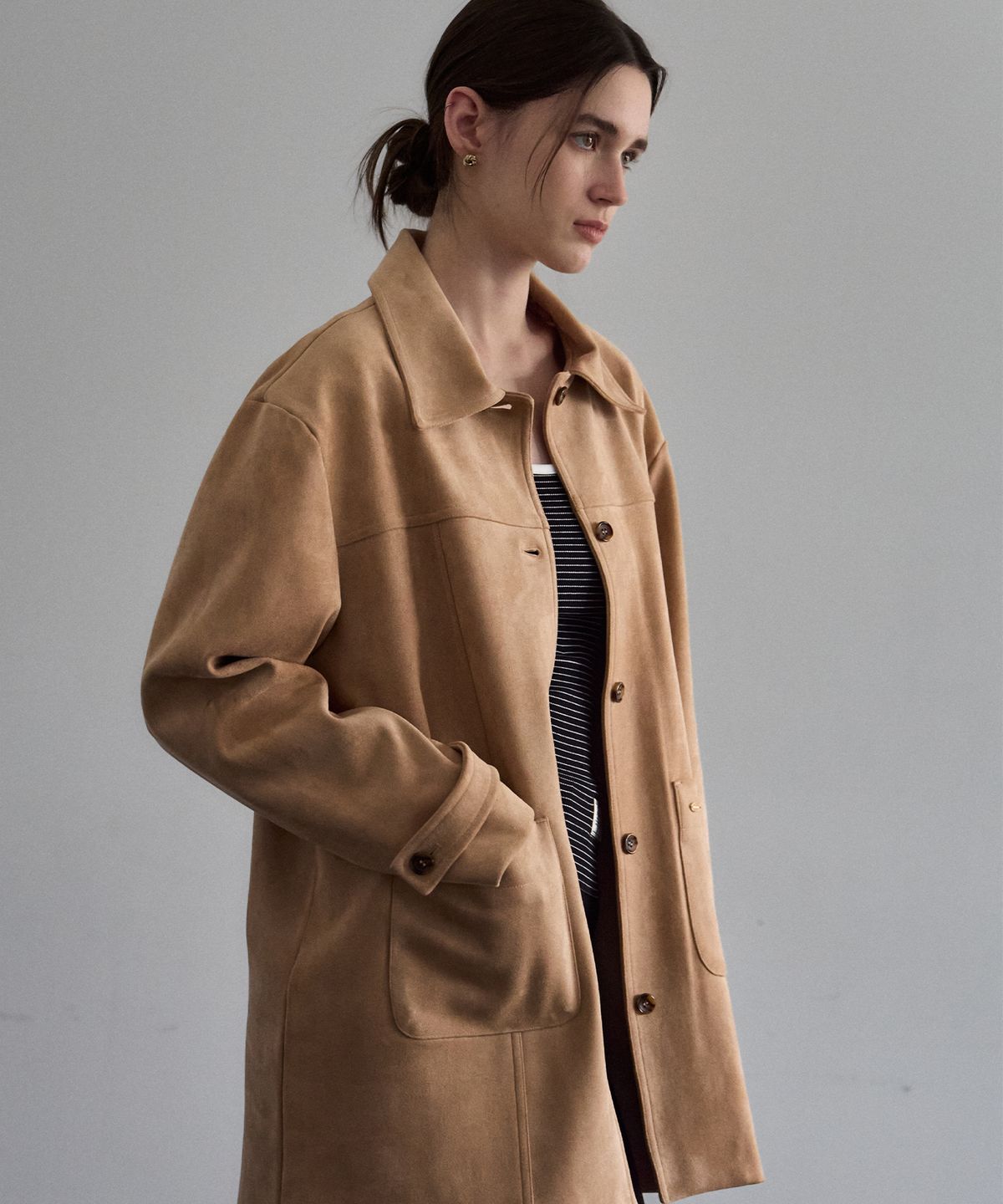폴뉴아(FOLNUA) MELLOW SUEDE HALF JACKET [BEIGE]