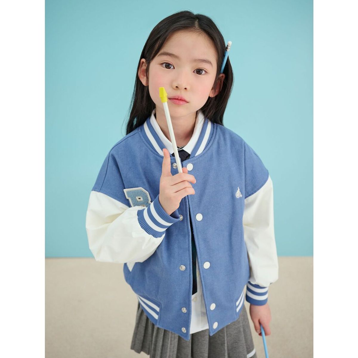 빈폴 키즈(BEANPOLE KIDS) 데님 바서티 점퍼  스카이 블루 (BI5139U06Q)