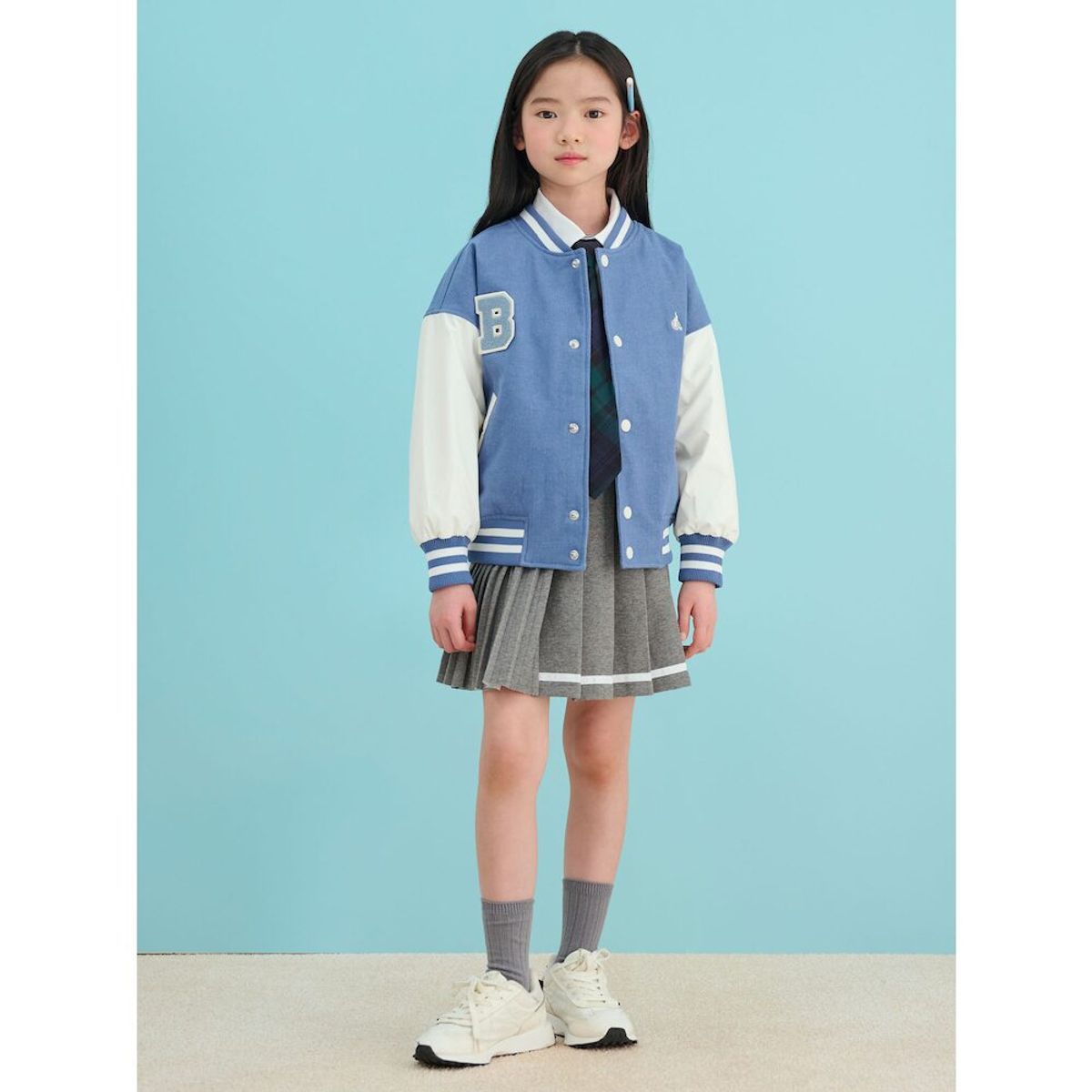 빈폴 키즈(BEANPOLE KIDS) 데님 바서티 점퍼  스카이 블루 (BI5139U06Q)