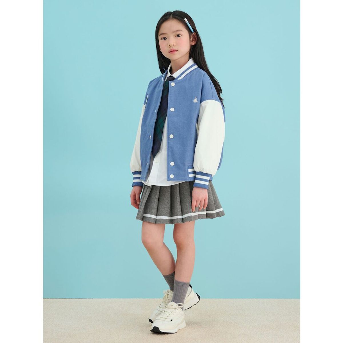빈폴 키즈(BEANPOLE KIDS) 데님 바서티 점퍼  스카이 블루 (BI5139U06Q)