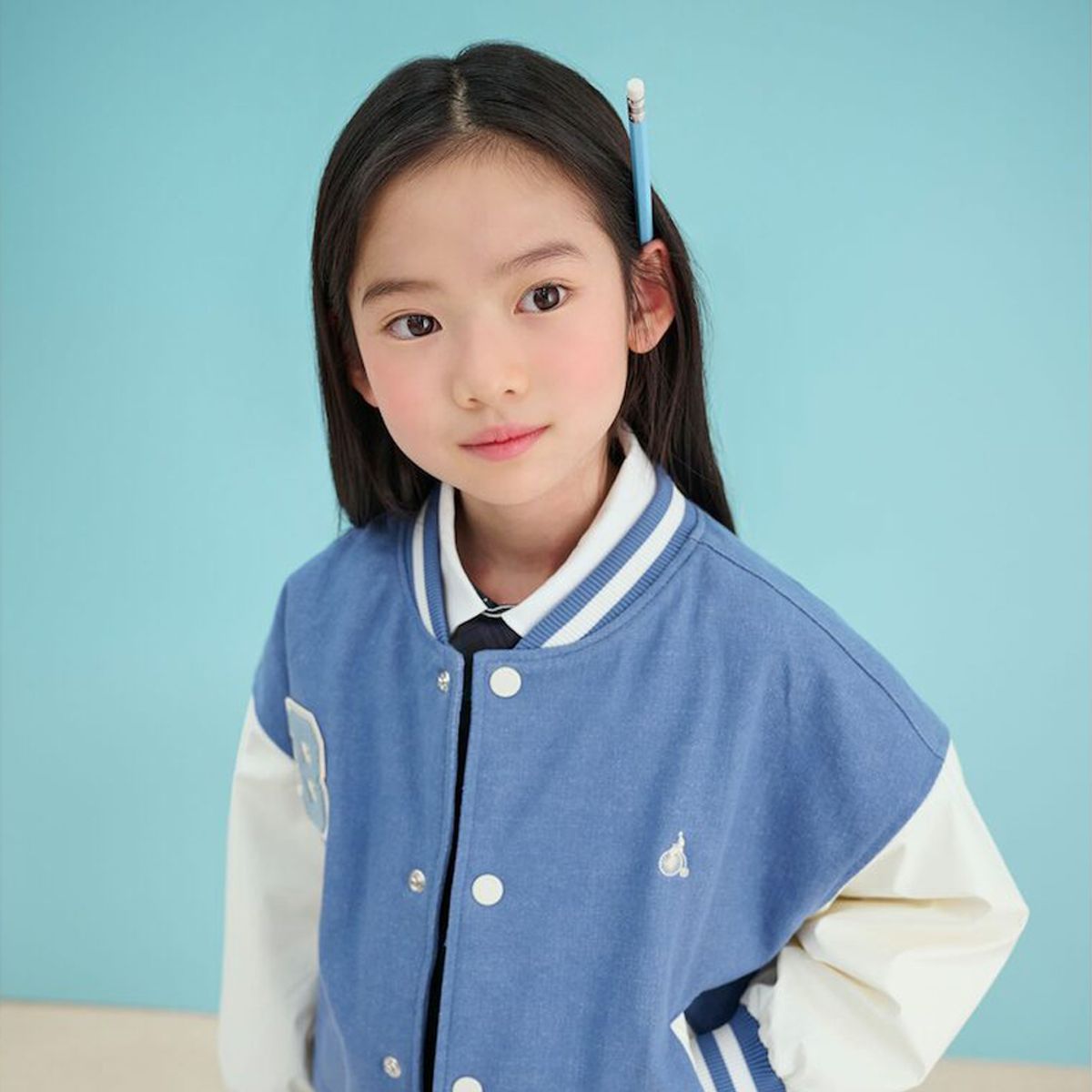 빈폴 키즈(BEANPOLE KIDS) 데님 바서티 점퍼  스카이 블루 (BI5139U06Q)