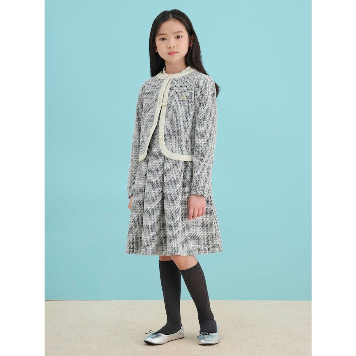 빈폴 키즈(BEANPOLE KIDS) 클래식 저지 트위드 원피스&자켓 SET  블랙 (BI5171G905)