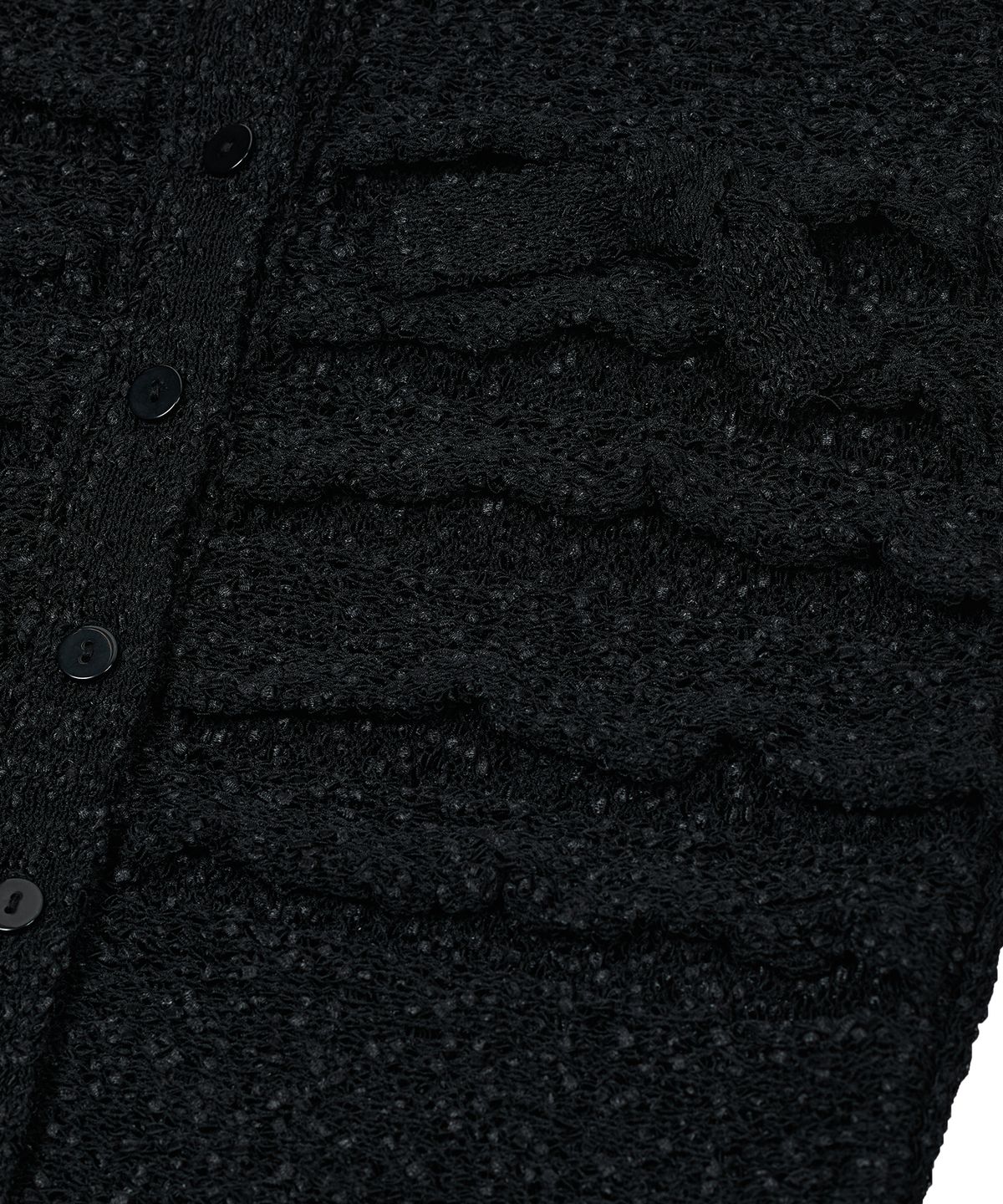 타입서비스(TYPESERVICE) Fuzzy Ruffled Ribbon Cardigan [Black]