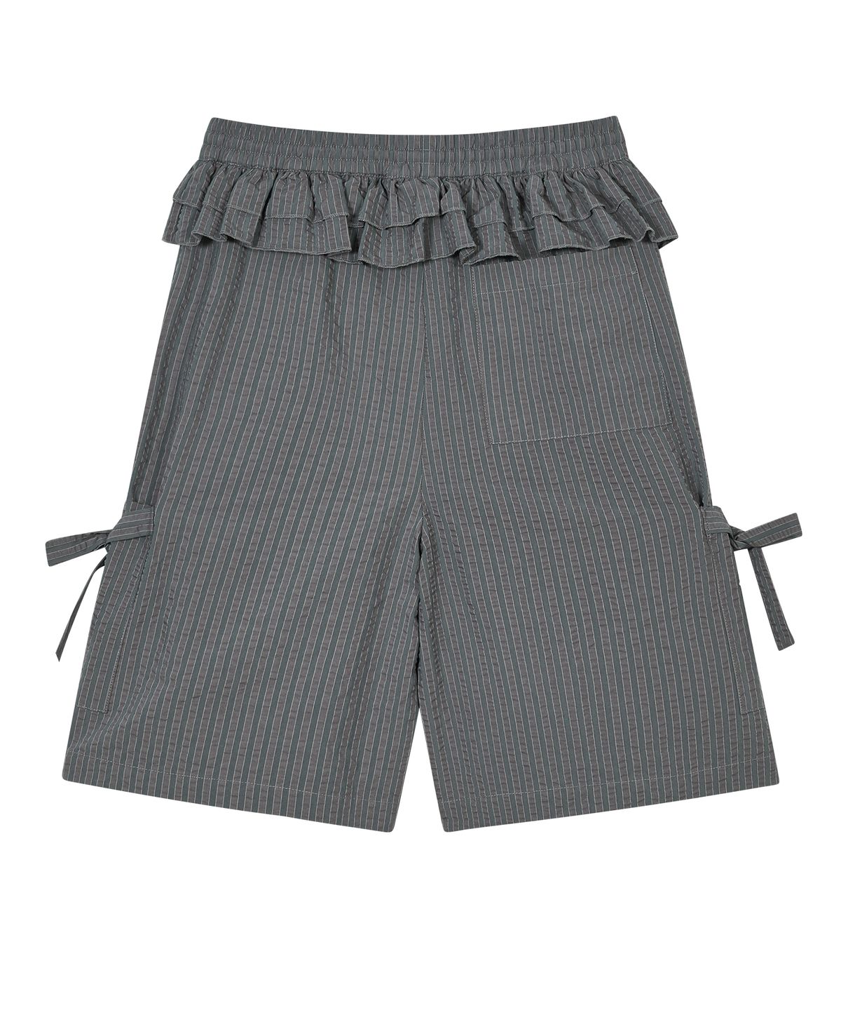 타입서비스(TYPESERVICE) Ruffled Stripe Pocket Pants [Gray]