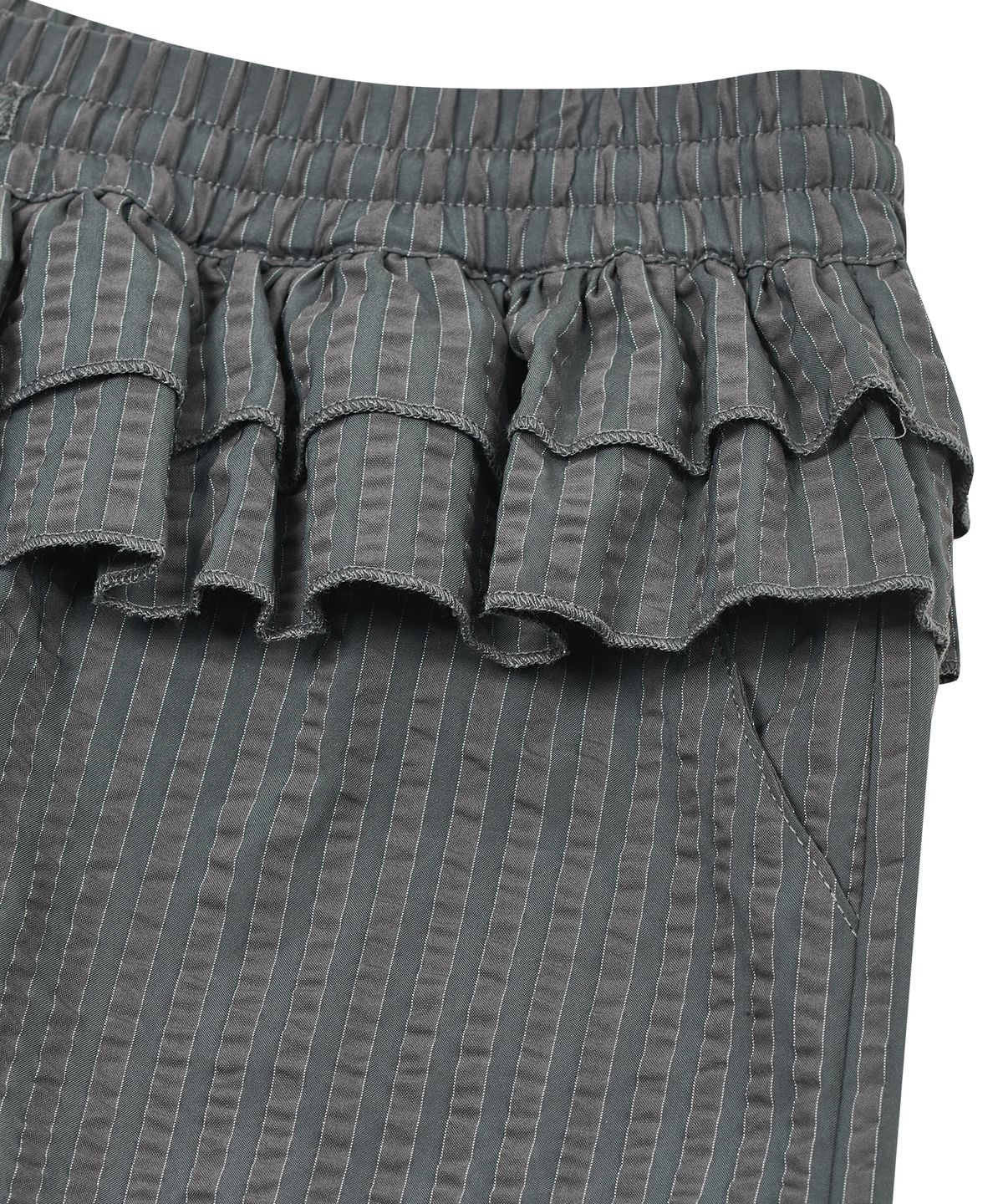 타입서비스(TYPESERVICE) Ruffled Stripe Pocket Pants [Gray]