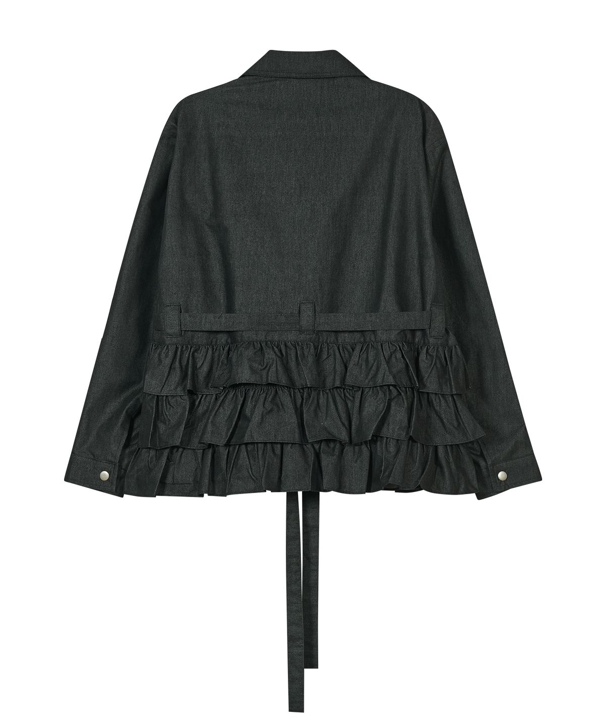 타입서비스(TYPESERVICE) Ruffled Denim Jacket [Black]