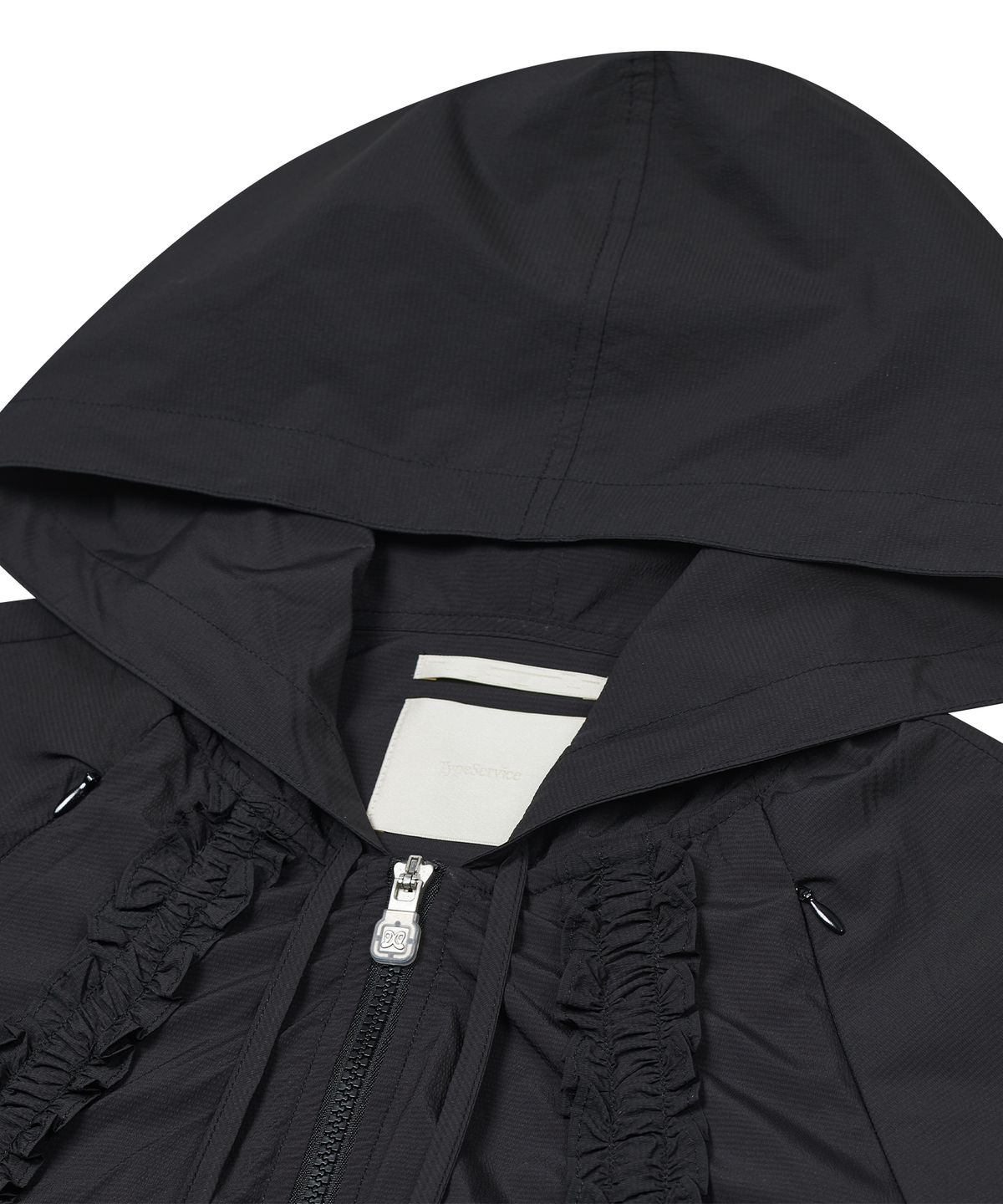 타입서비스(TYPESERVICE) Ruffled Raglan Zip Hoodie [Black]