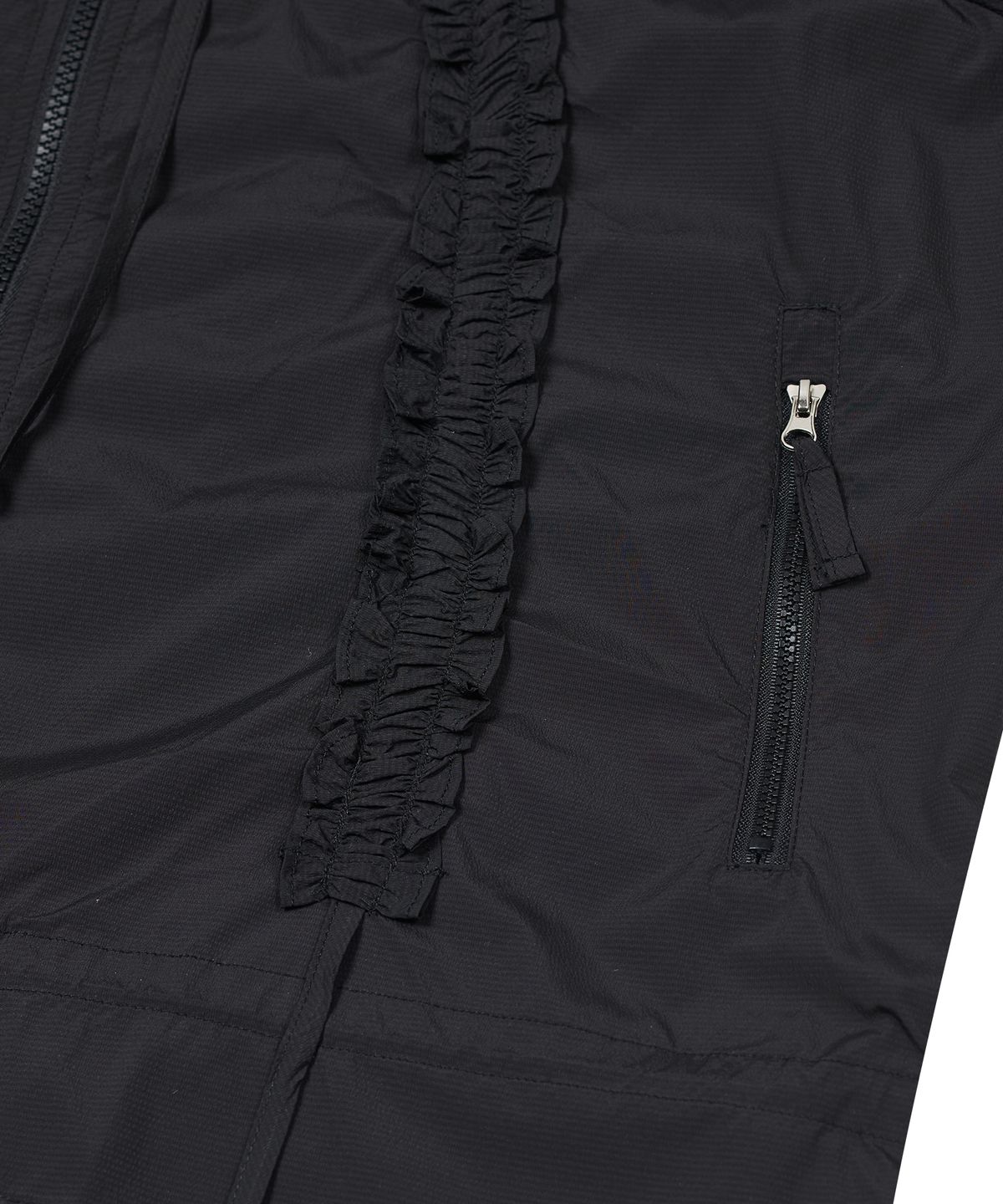 타입서비스(TYPESERVICE) Ruffled Raglan Zip Hoodie [Black]