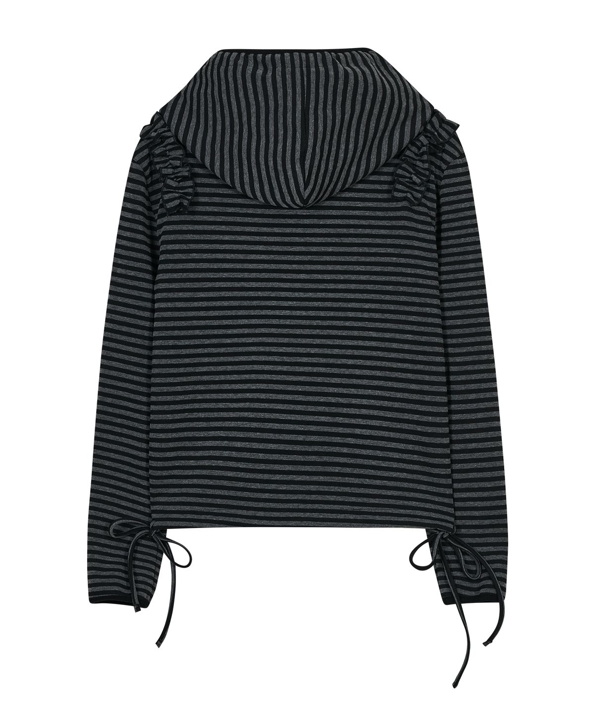타입서비스(TYPESERVICE) Ruffled Stripe Zip Hoodie [Black]