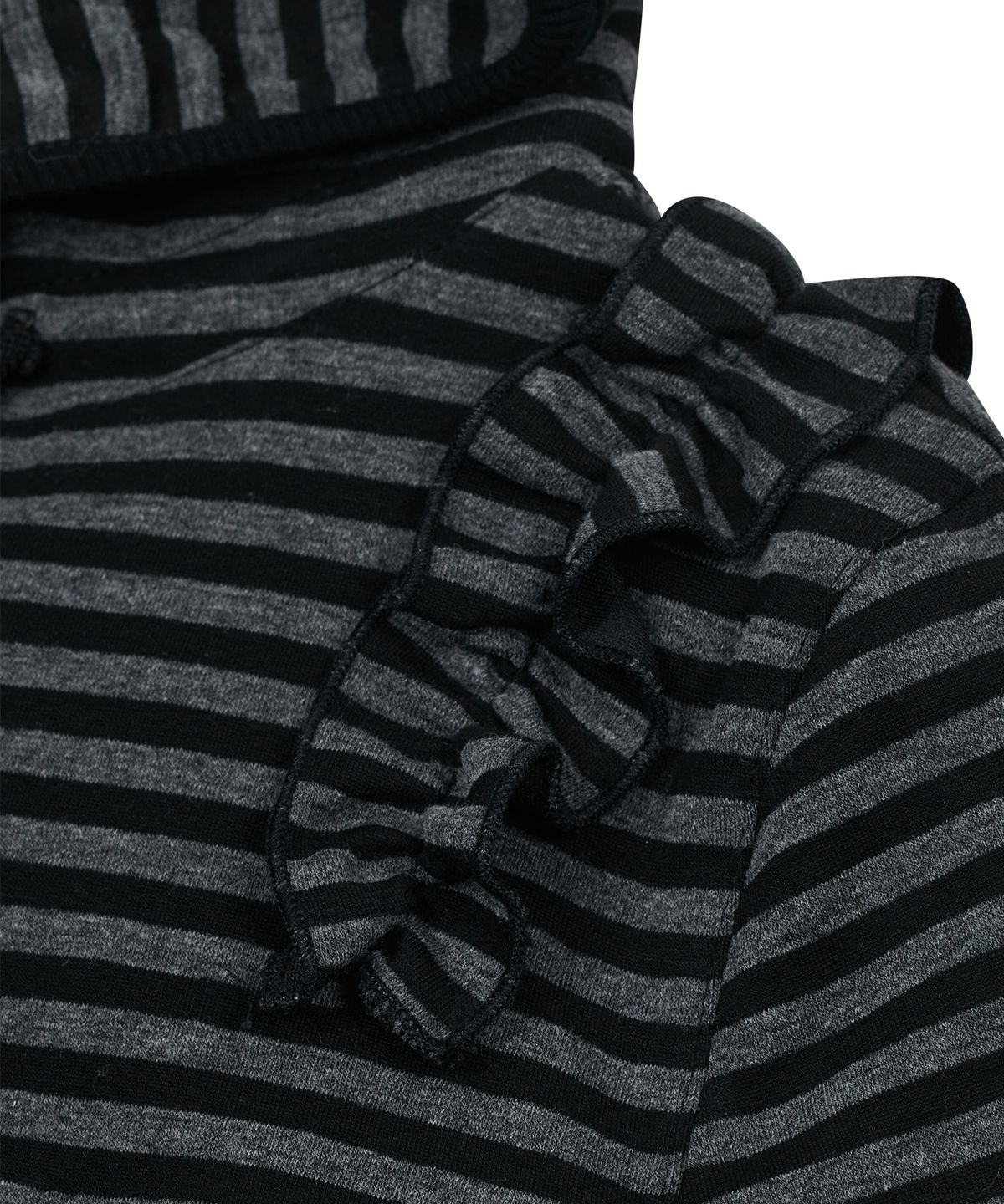 타입서비스(TYPESERVICE) Ruffled Stripe Zip Hoodie [Black]