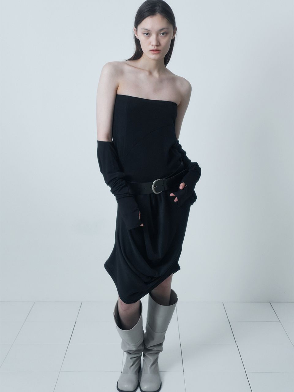 ★CERRIC★SHELL LONG SKIRT★1528_1529_1530★Black_Grey★韓国 MUSINSA | CERRIC SHELL LONG SKIRT / BLACK