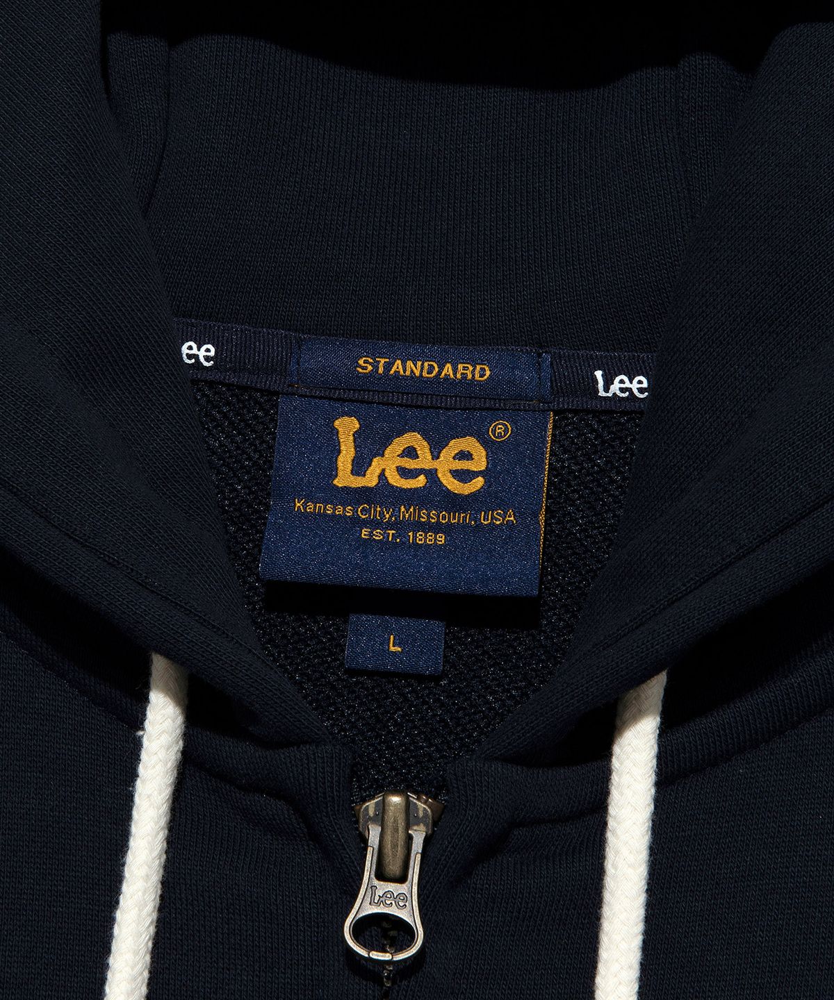 리(LEE) 빈티지 자수 후드 집업 네이비