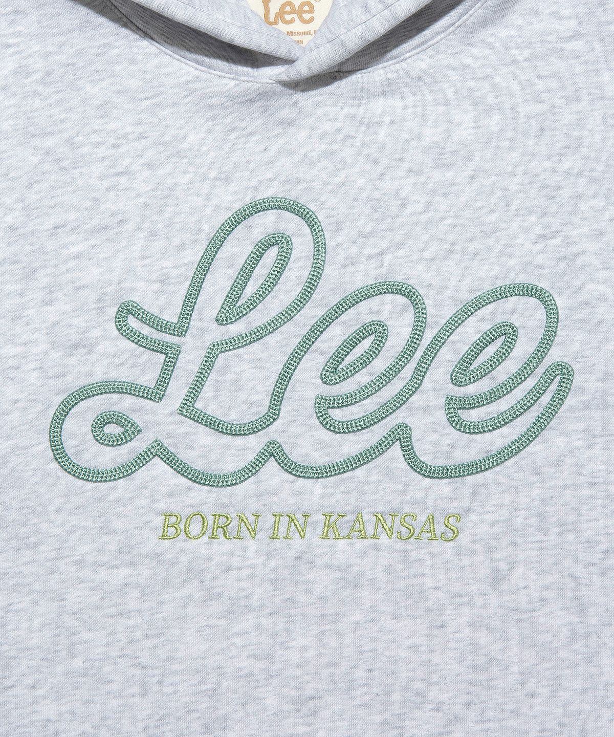리(LEE) 우먼 유니온 로고 크롭 후드 라이트 그레이