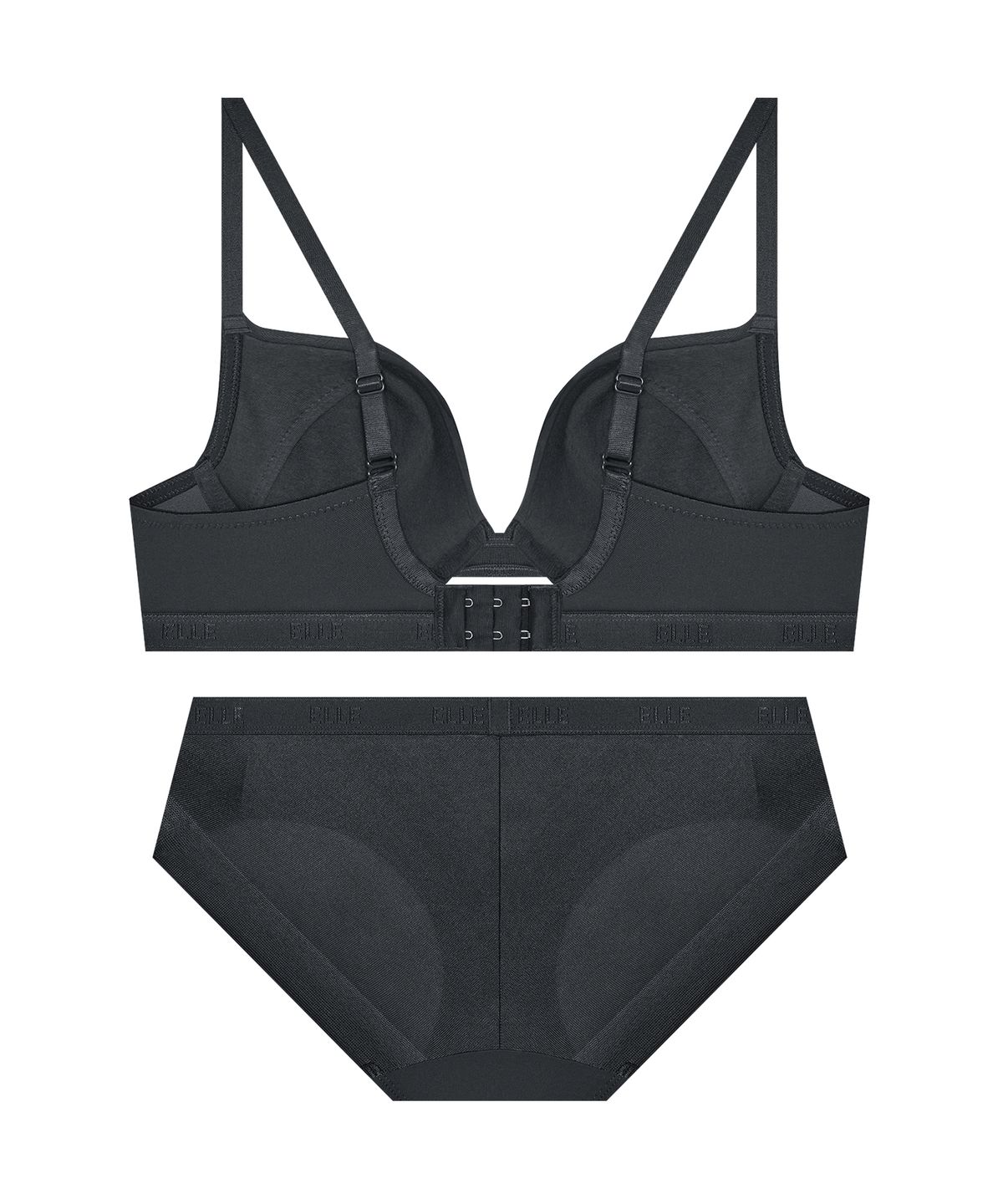 엘르이너웨어(ELLE INNERWEAR) 페미닌 쿨 서포트 브라 팬티 세트 - 차콜