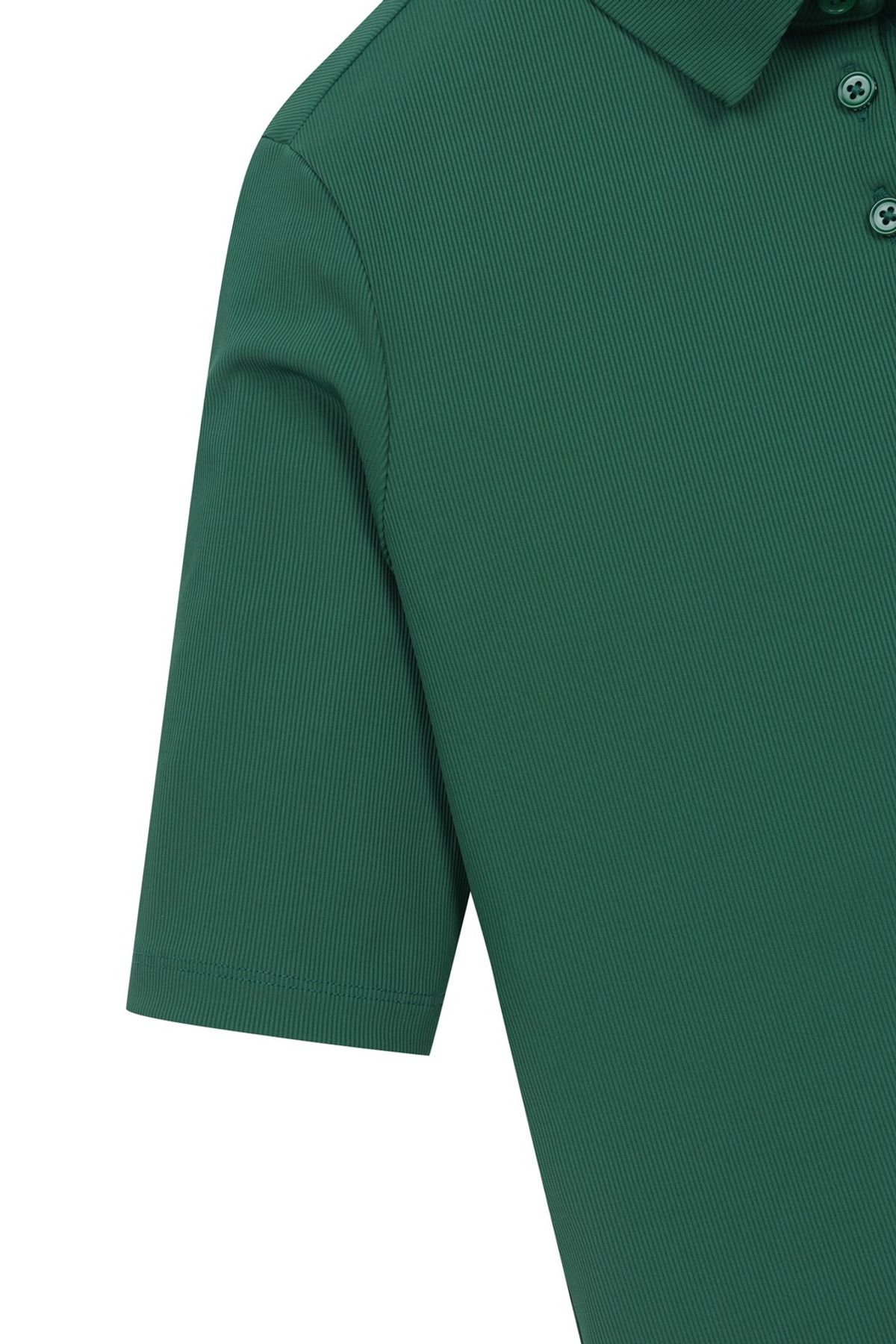 왁(WAAC) Women Ribbed Slim SS Polo_WWTCM25904GRX