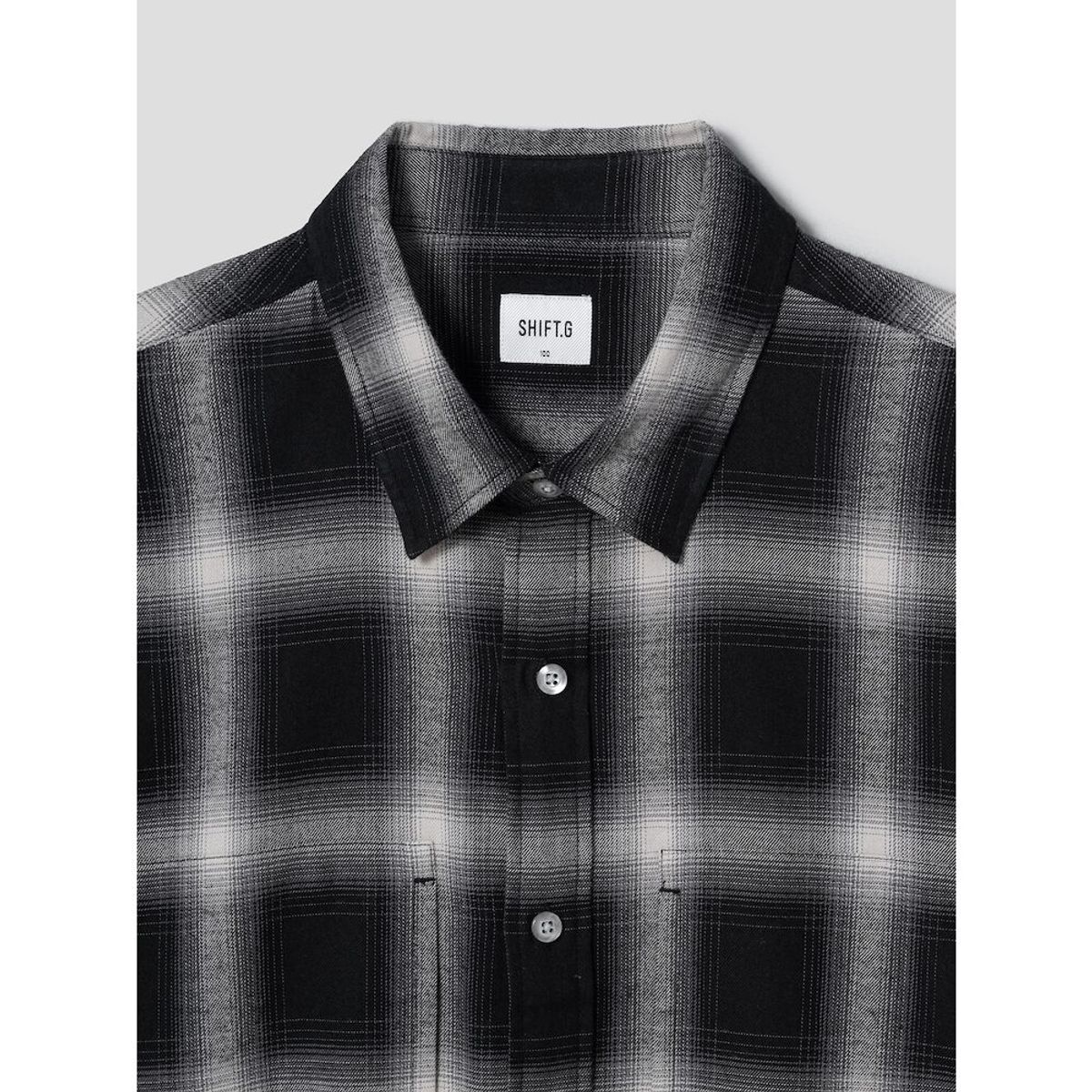 시프트지(SHIFT.G) Ombre Check Cloud Shirts  Black
