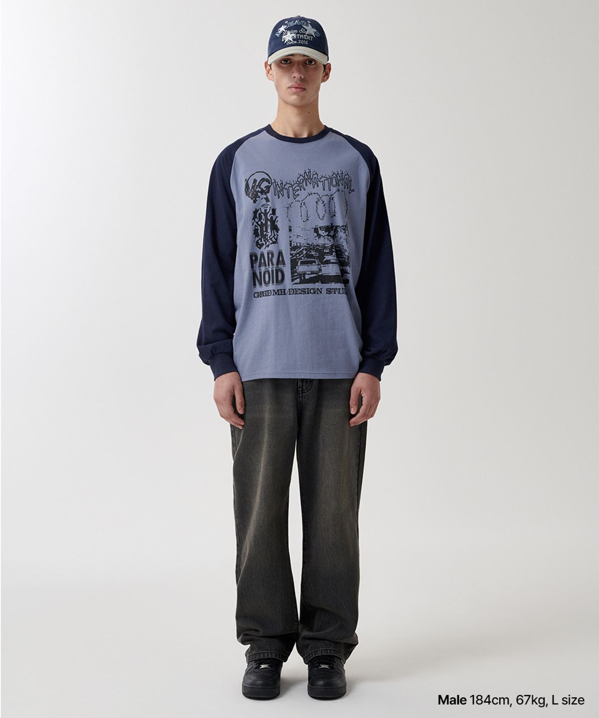 마하그리드(MAHAGRID) INTERNATIONAL RAGLAN LS TEE BLUE(MG2DFMT561A)