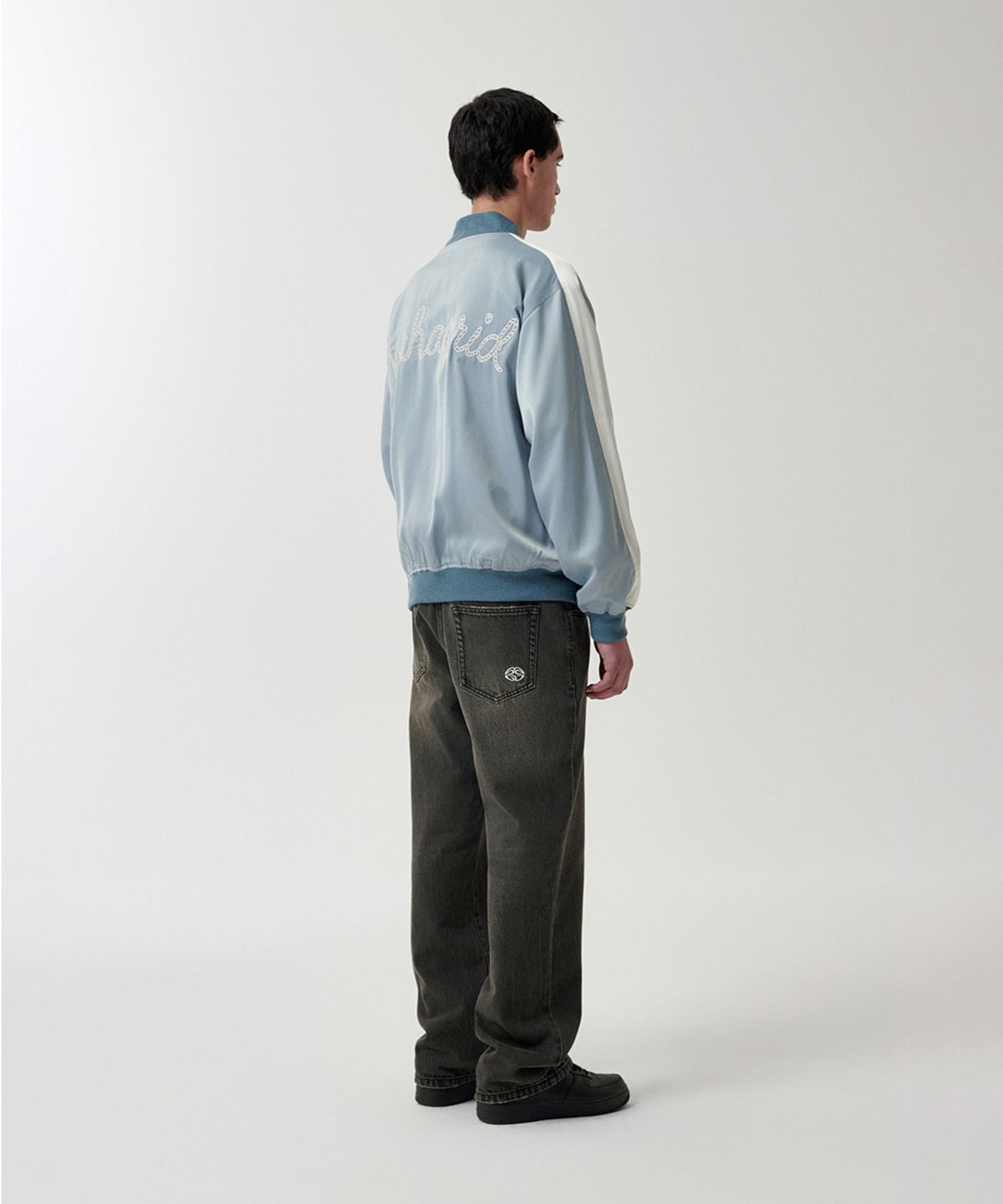 마하그리드(MAHAGRID) ROPE LOGO SATIN JACKET BLUE(MG2FSMJ246A)
