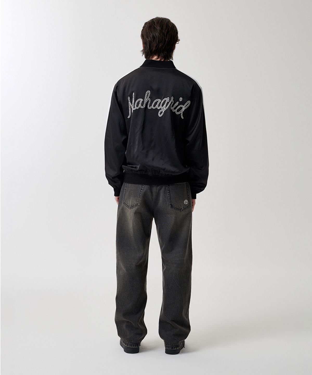 마하그리드(MAHAGRID) ROPE LOGO SATIN JACKET BLACK(MG2FSMJ246A)